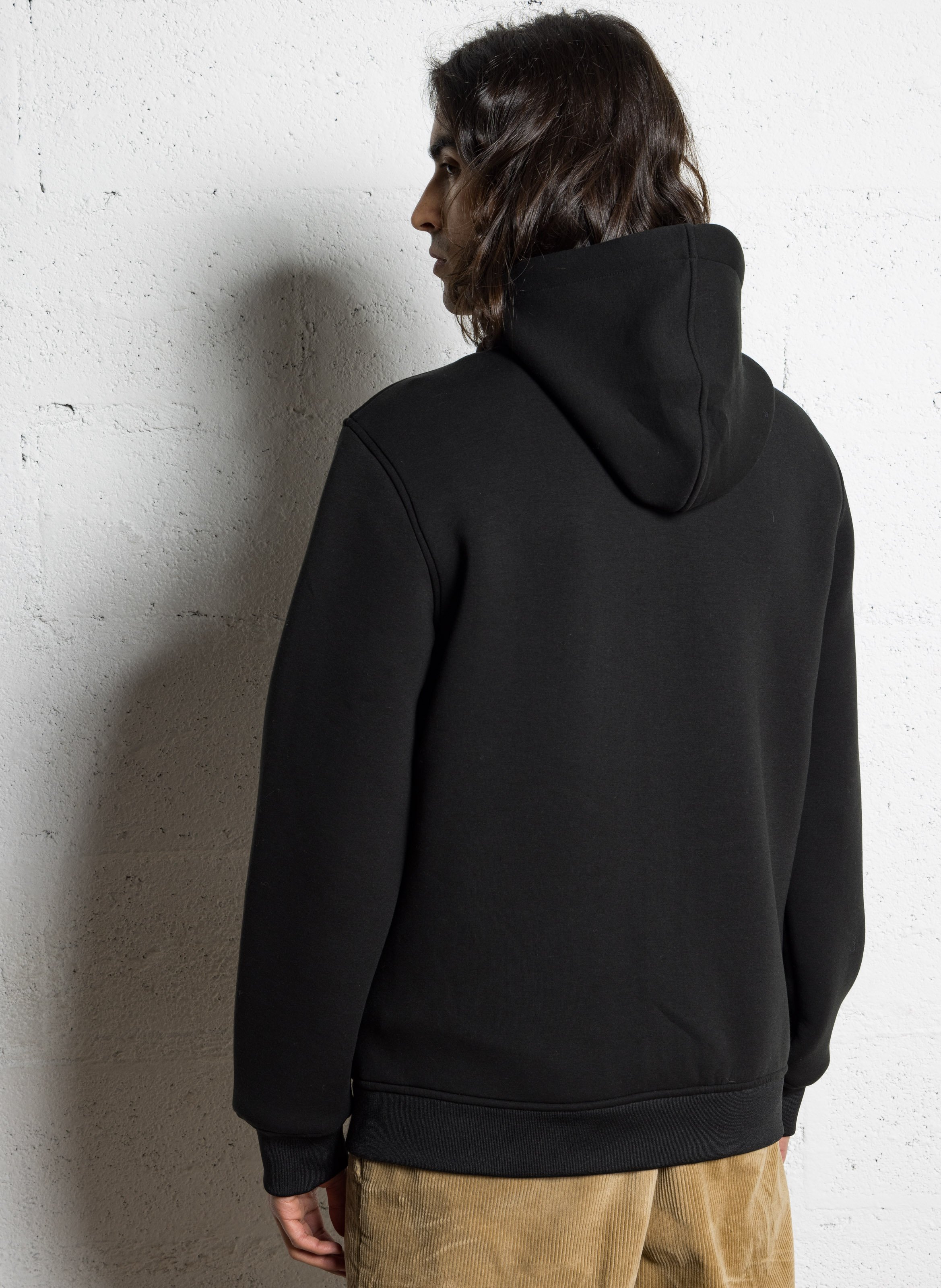 Weiter Kapuzen-Zipper-Sweatshirt Schwarz
