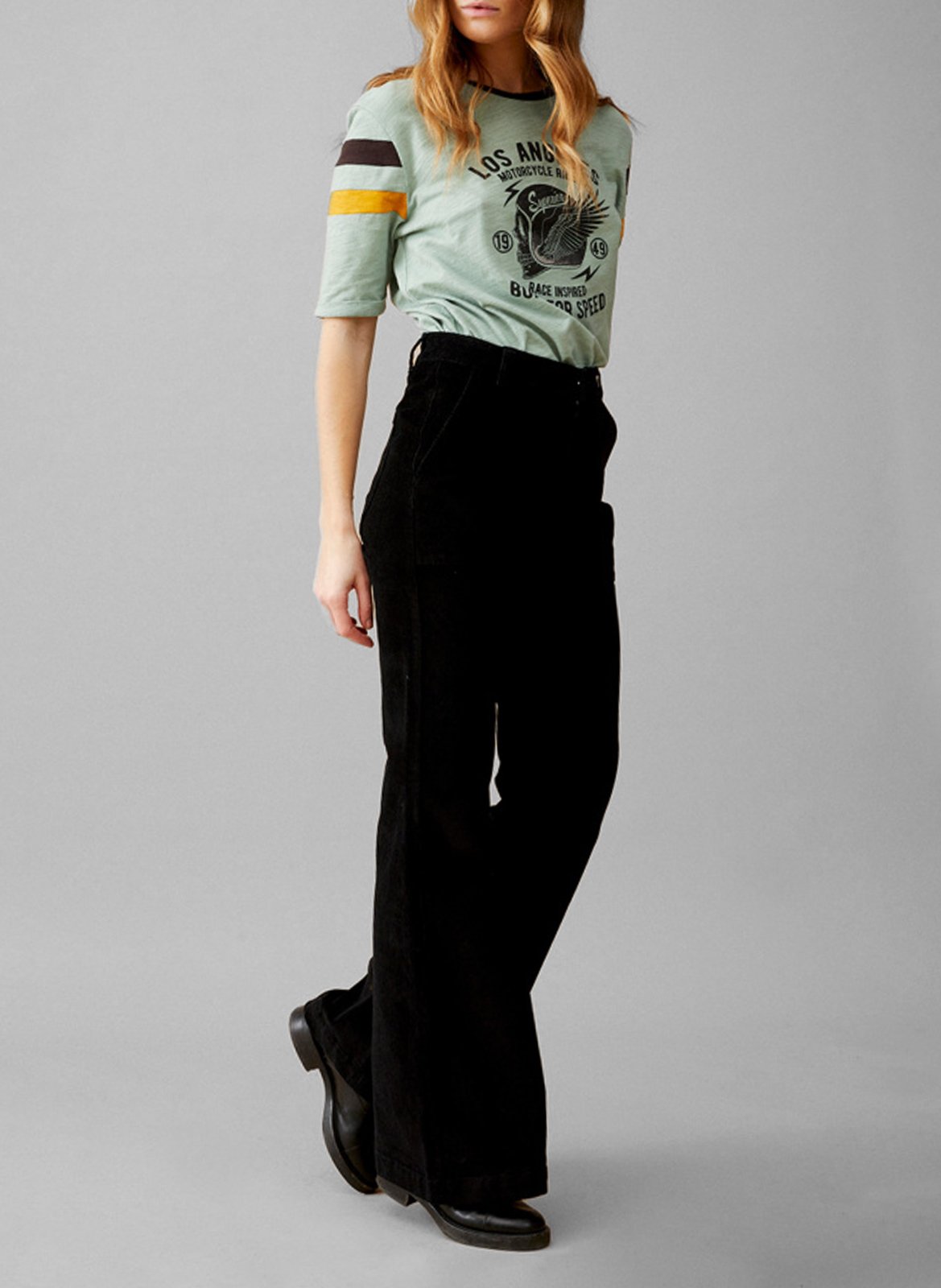 High-waisted corduroy pants WILD Black