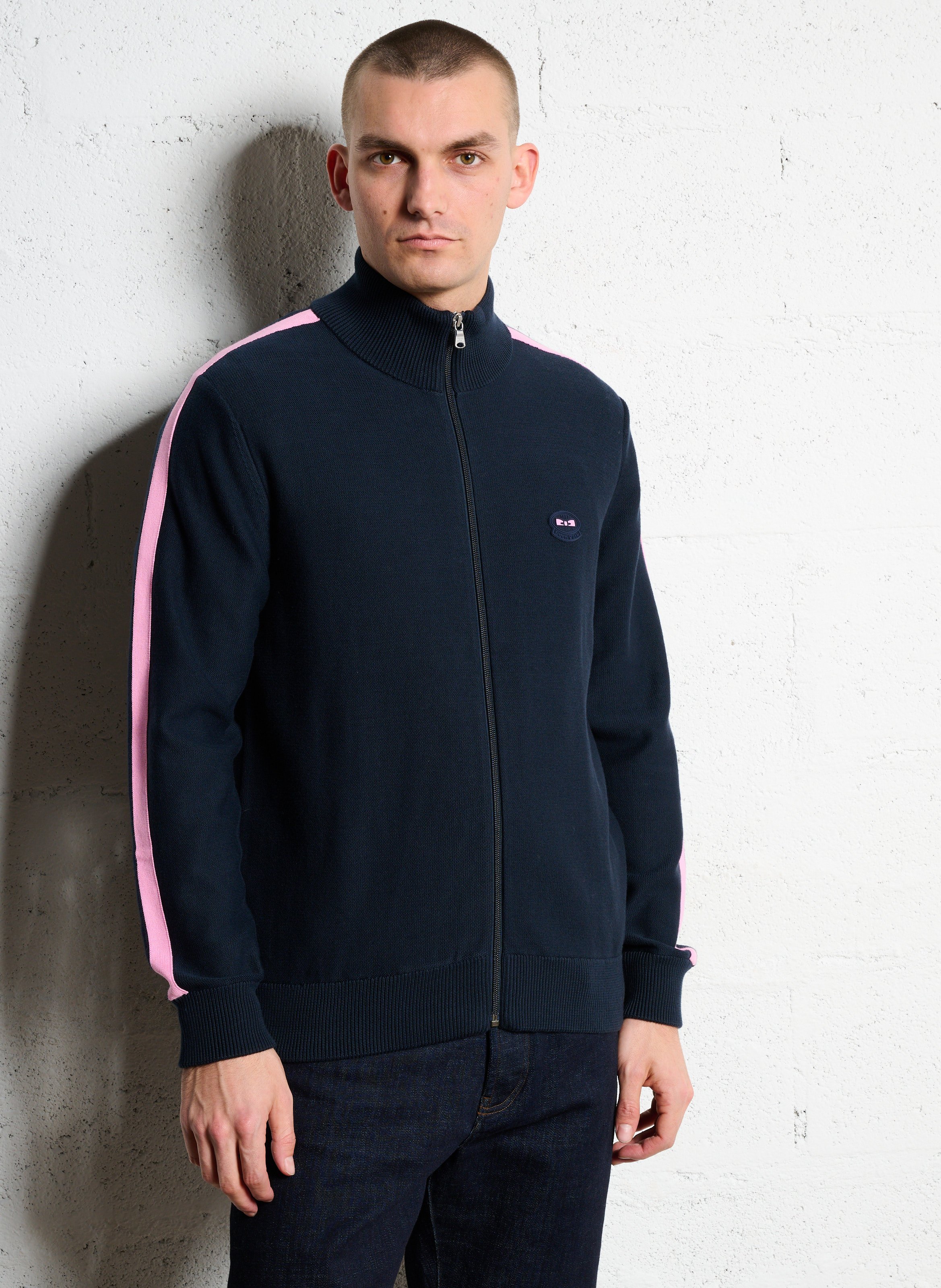 Gilet droit uni à bandes sur les épaukes EDEN PARK Bleu