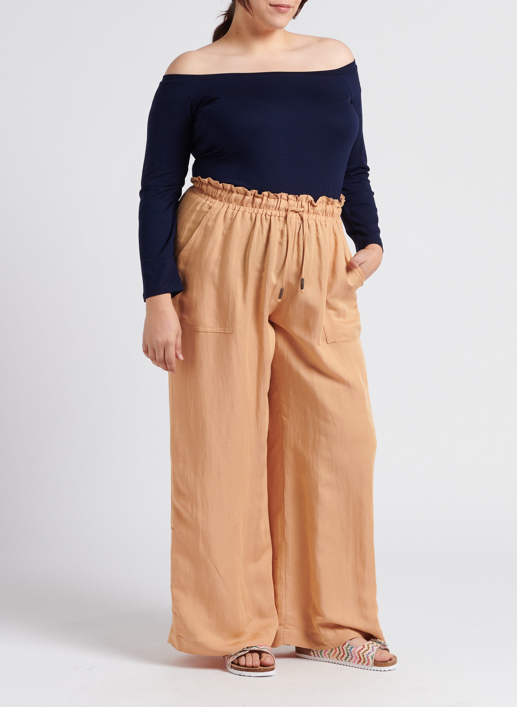 Pantalon large  MAT FASHION Beige