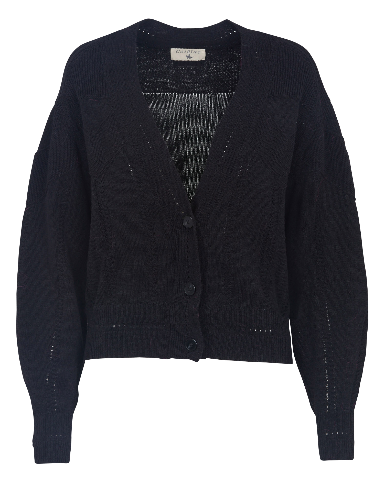 Buttoned V-neck sleeveless sweater in plain knit COTELAC Black