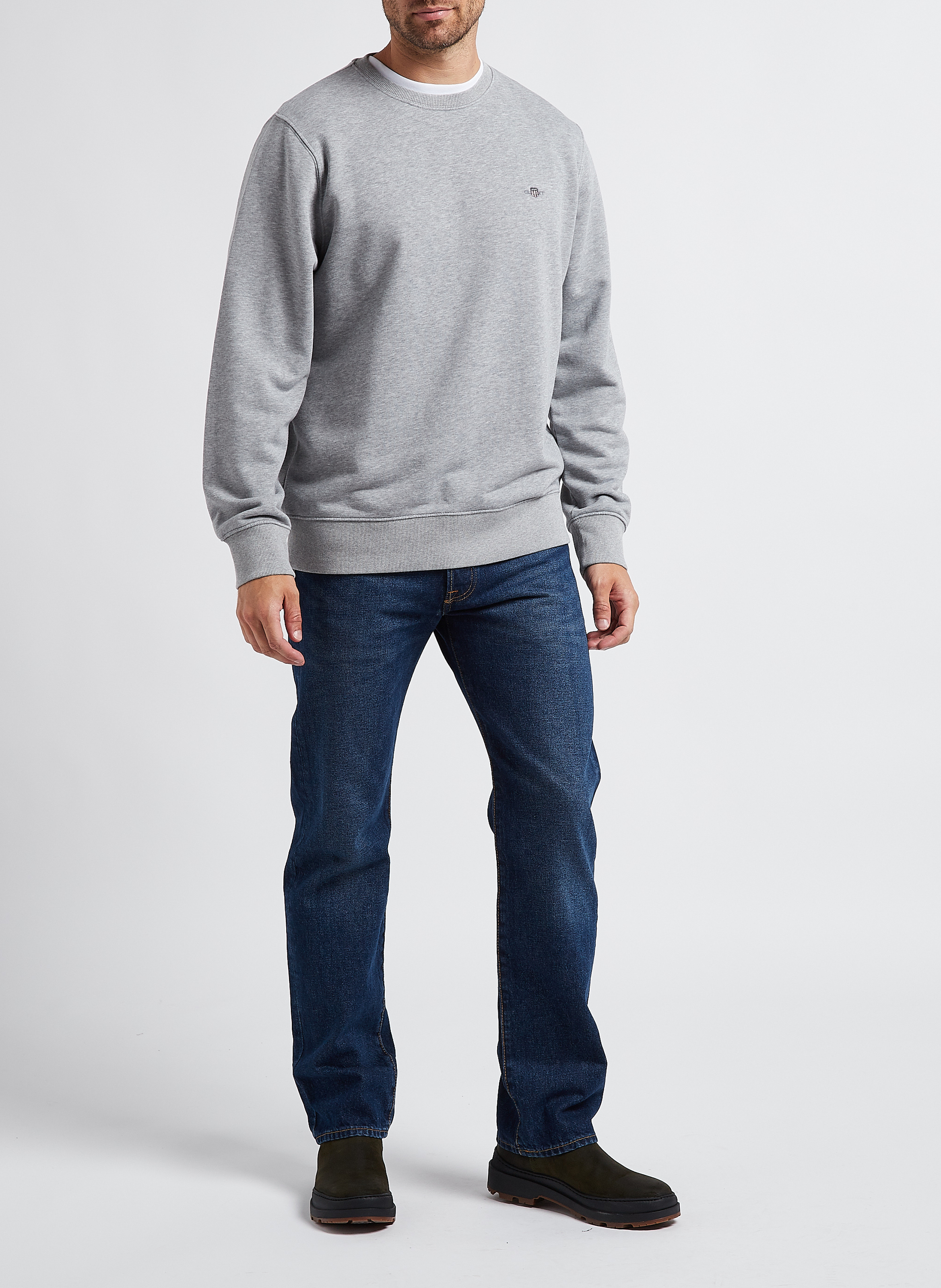 Sweatshirt col rond en coton mélangé  GANT Gris