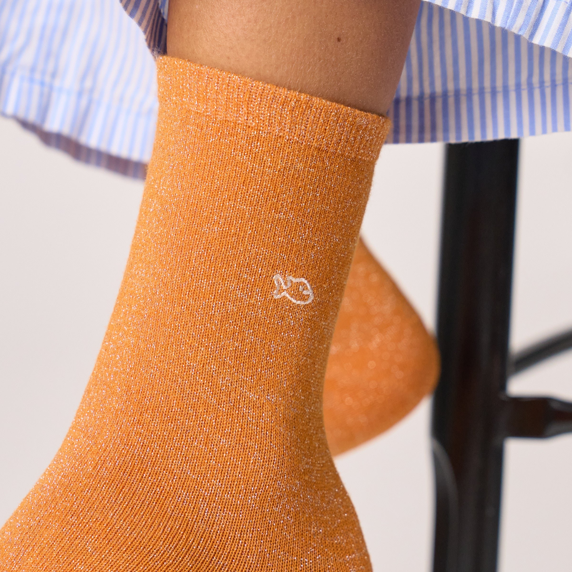 Solid Combed Cotton Glittery Socks BILLYBELT Orange