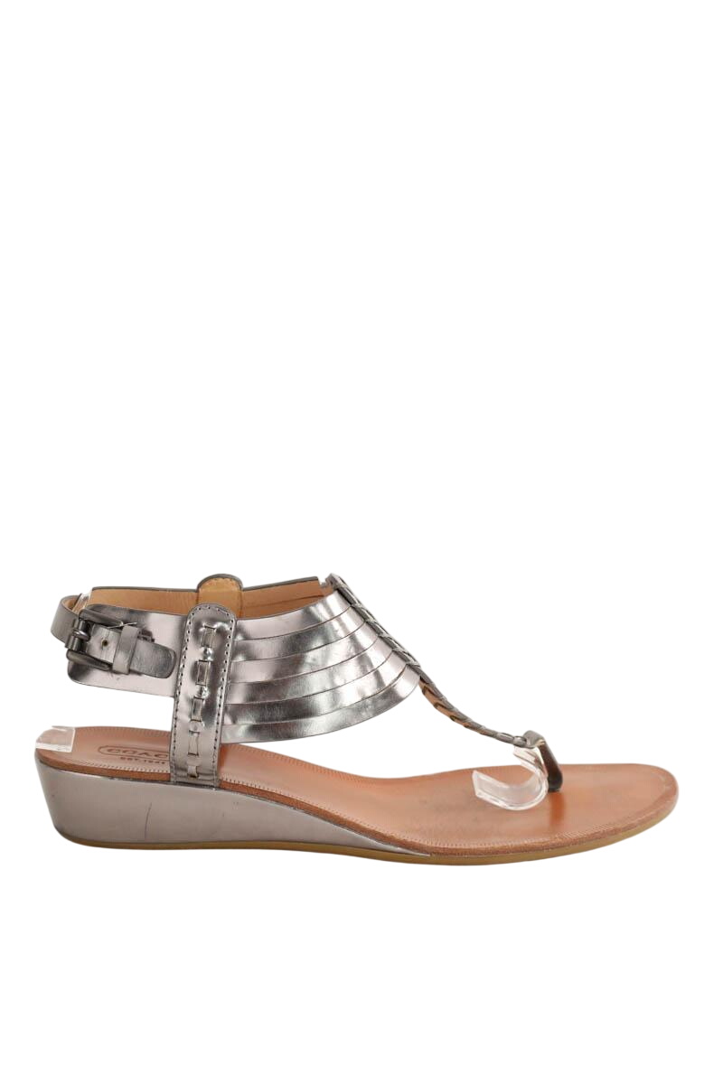 Faux leather sandals COACH - Seconde Main Silver