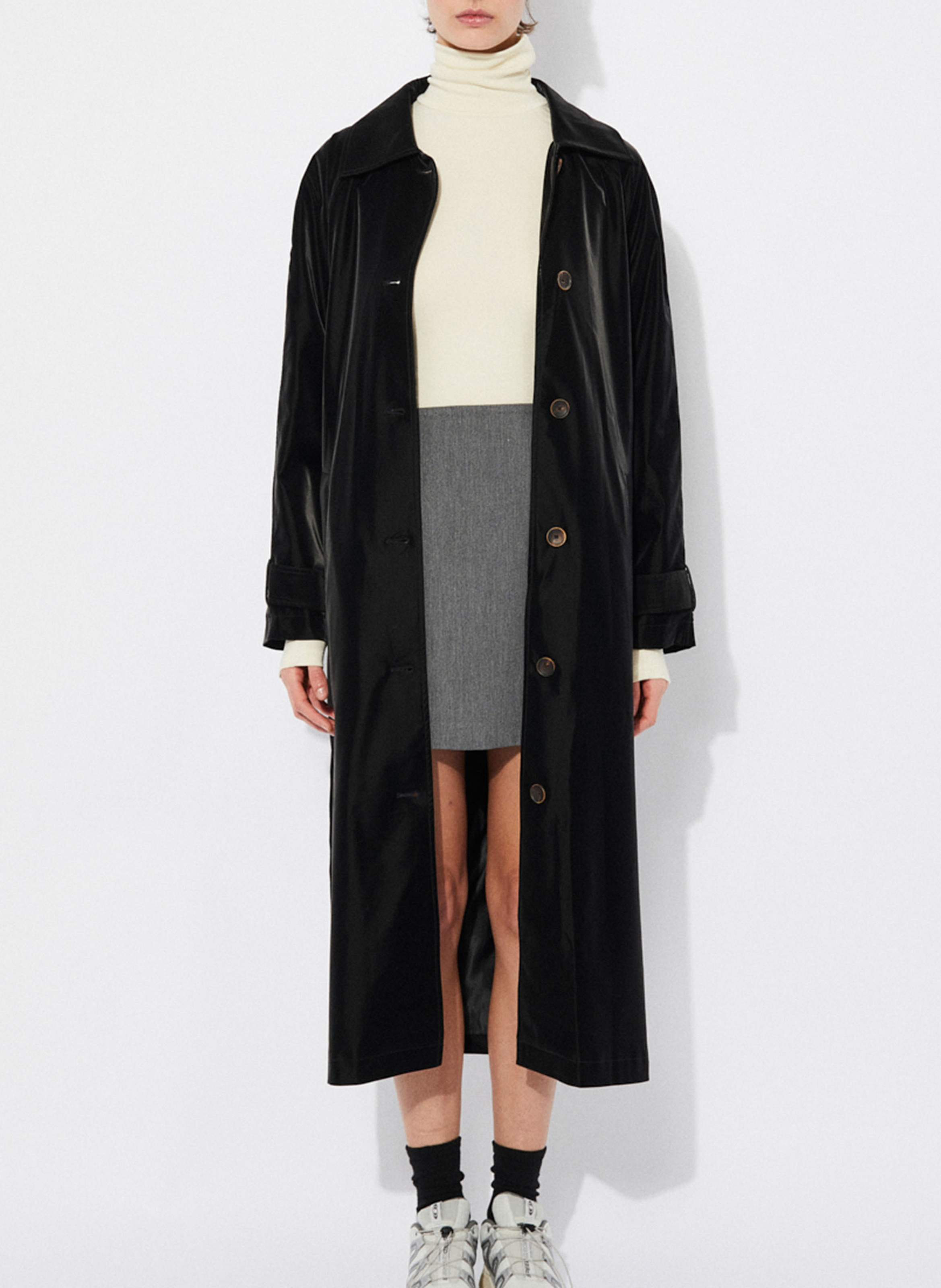 Long velvet trench coat RITA ROW Black