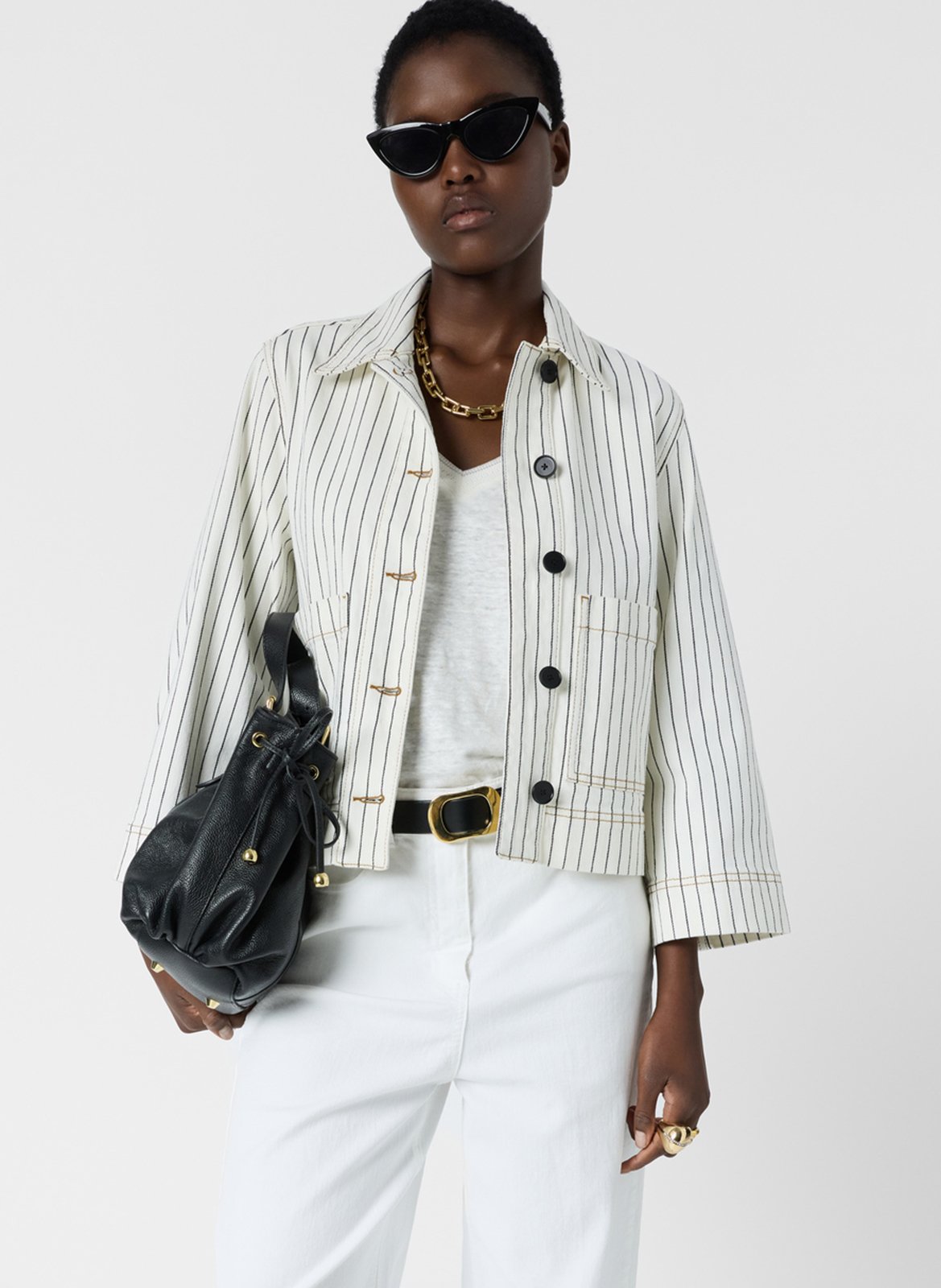 Cropped cotton-blend jacket GERARD DAREL Beige