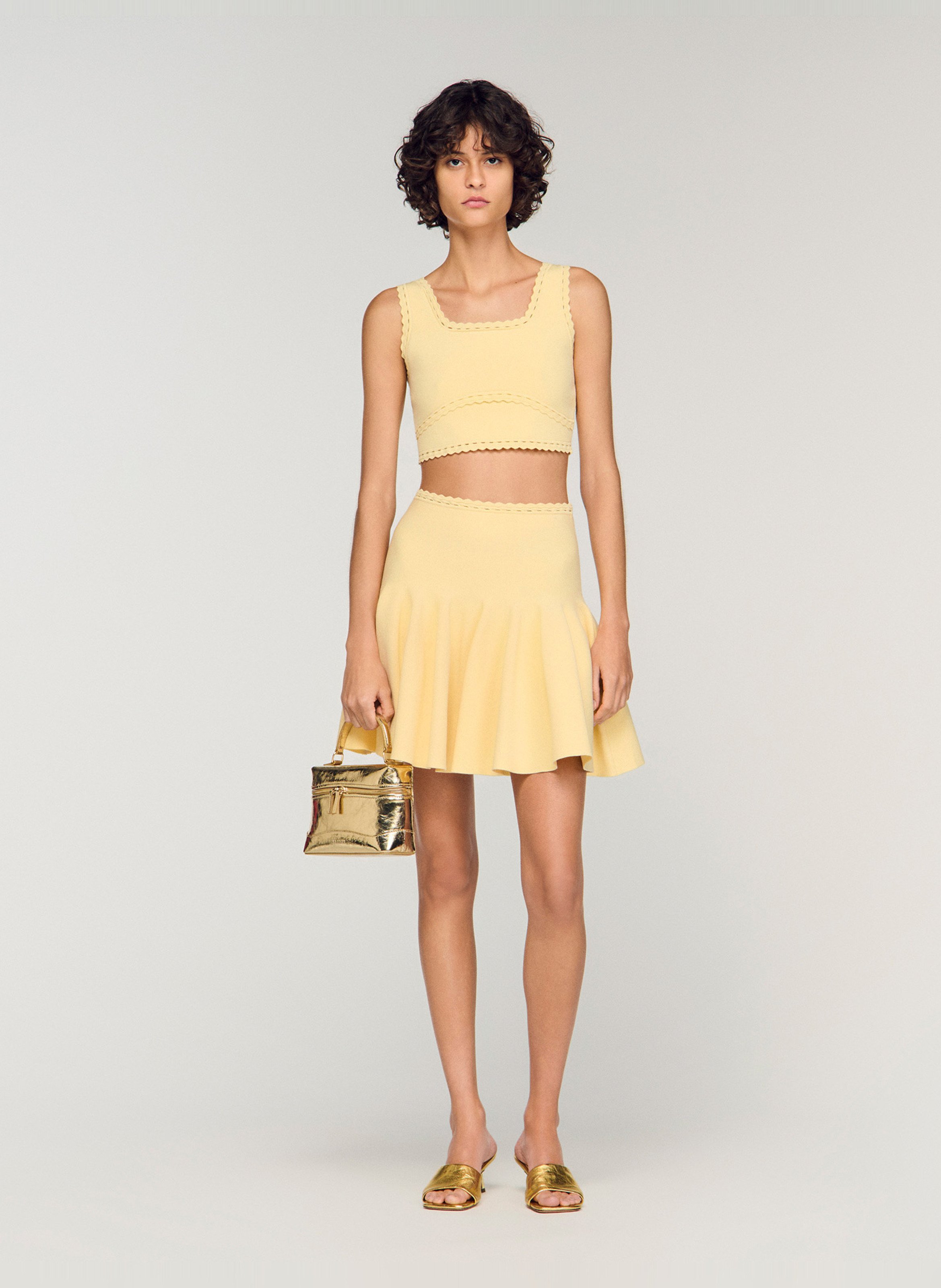 Top corto de punto SANDRO Amarillo