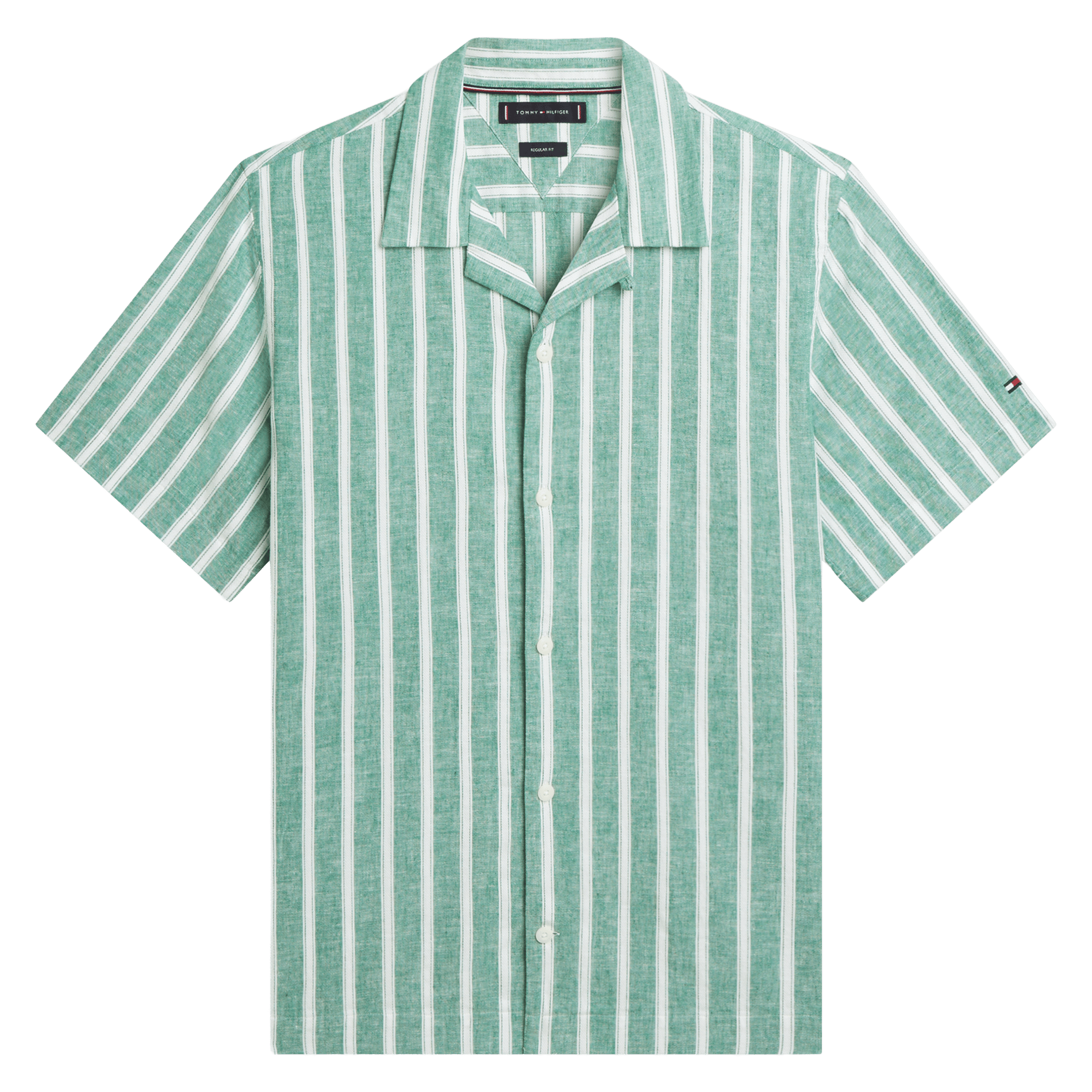 Chemise droite manches courtes rayée TOMMY HILFIGER Vert