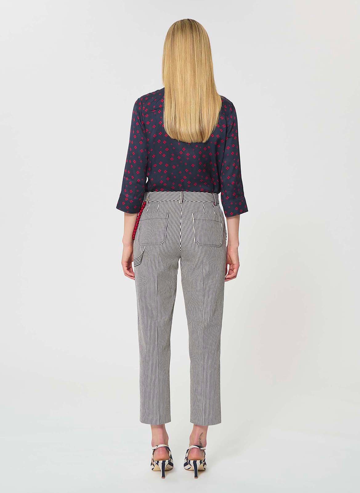 Pantalon cigarette raccourci rayé TARA JARMON Beige