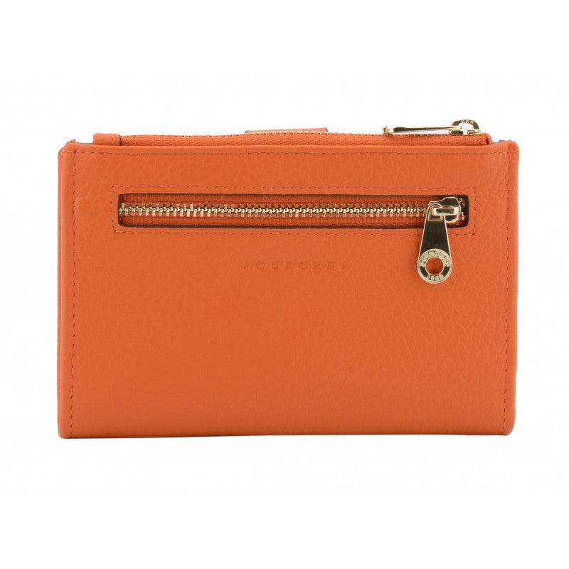Grained calfskin wallet POURCHET Orange