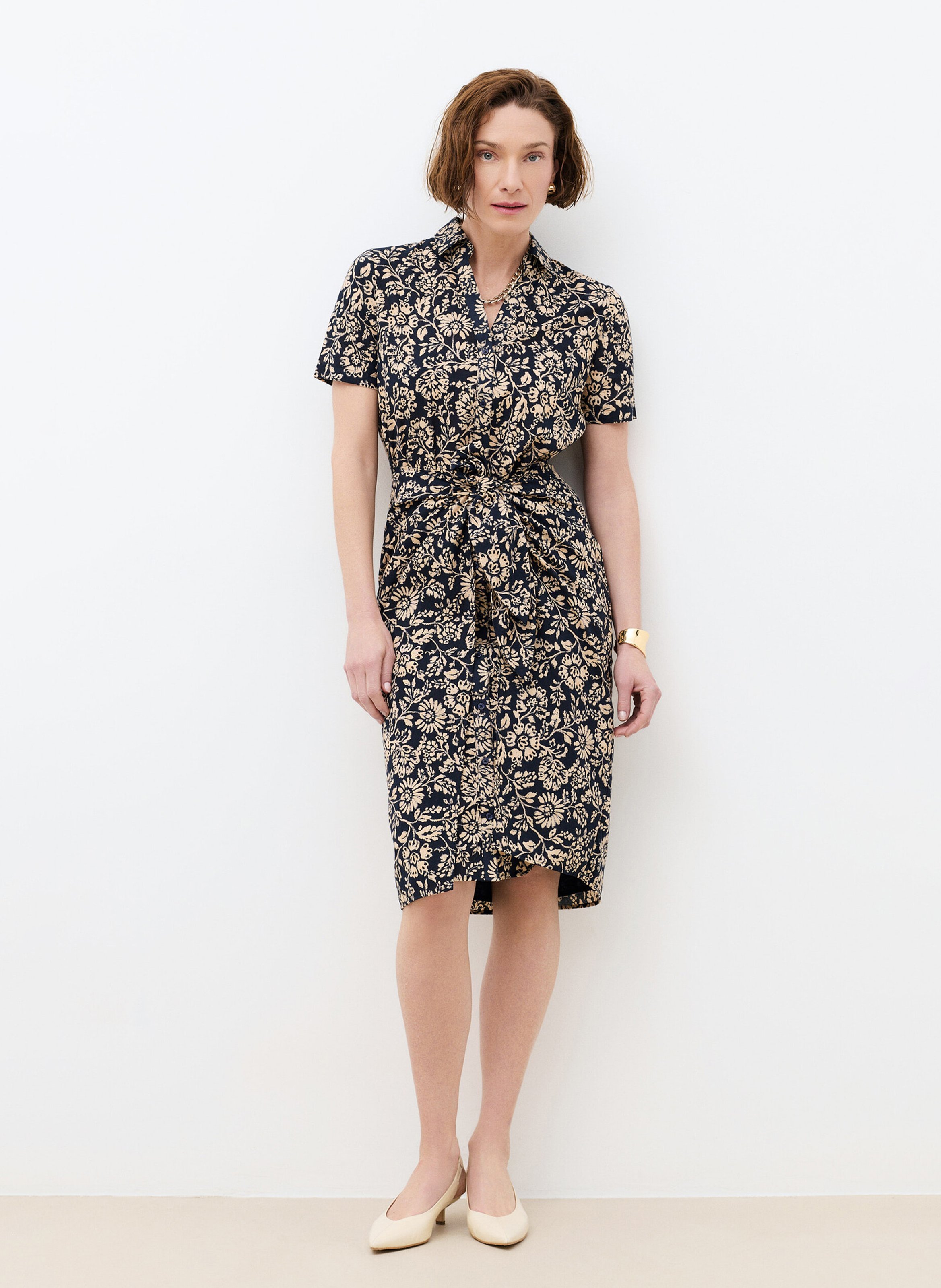 Robe courte col classique en coton CAROLL Bleu