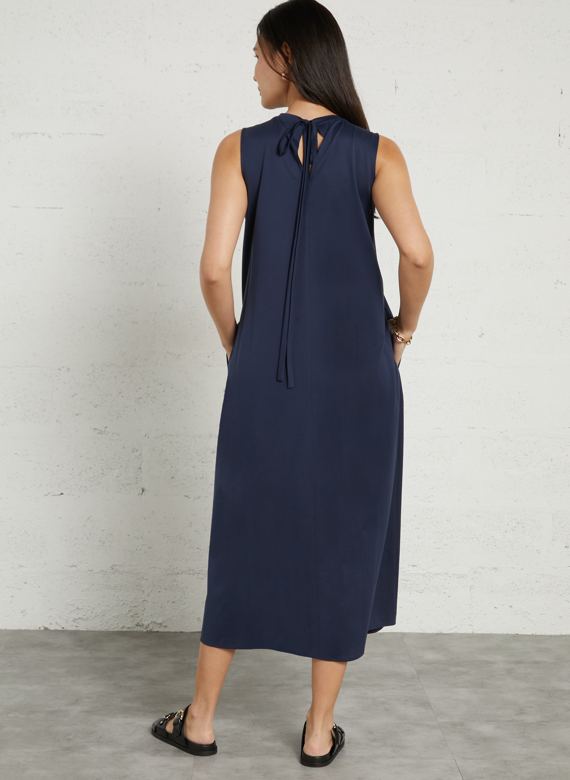 Flowy Sleeveless Solid Maxi Dress MAX MARA WEEK END Blue