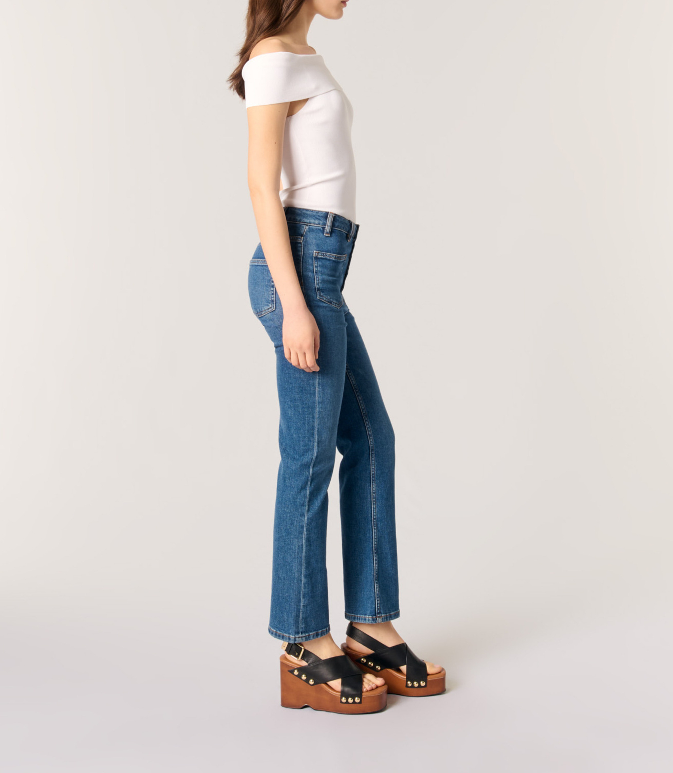 Top met bardothals MAJE Wit