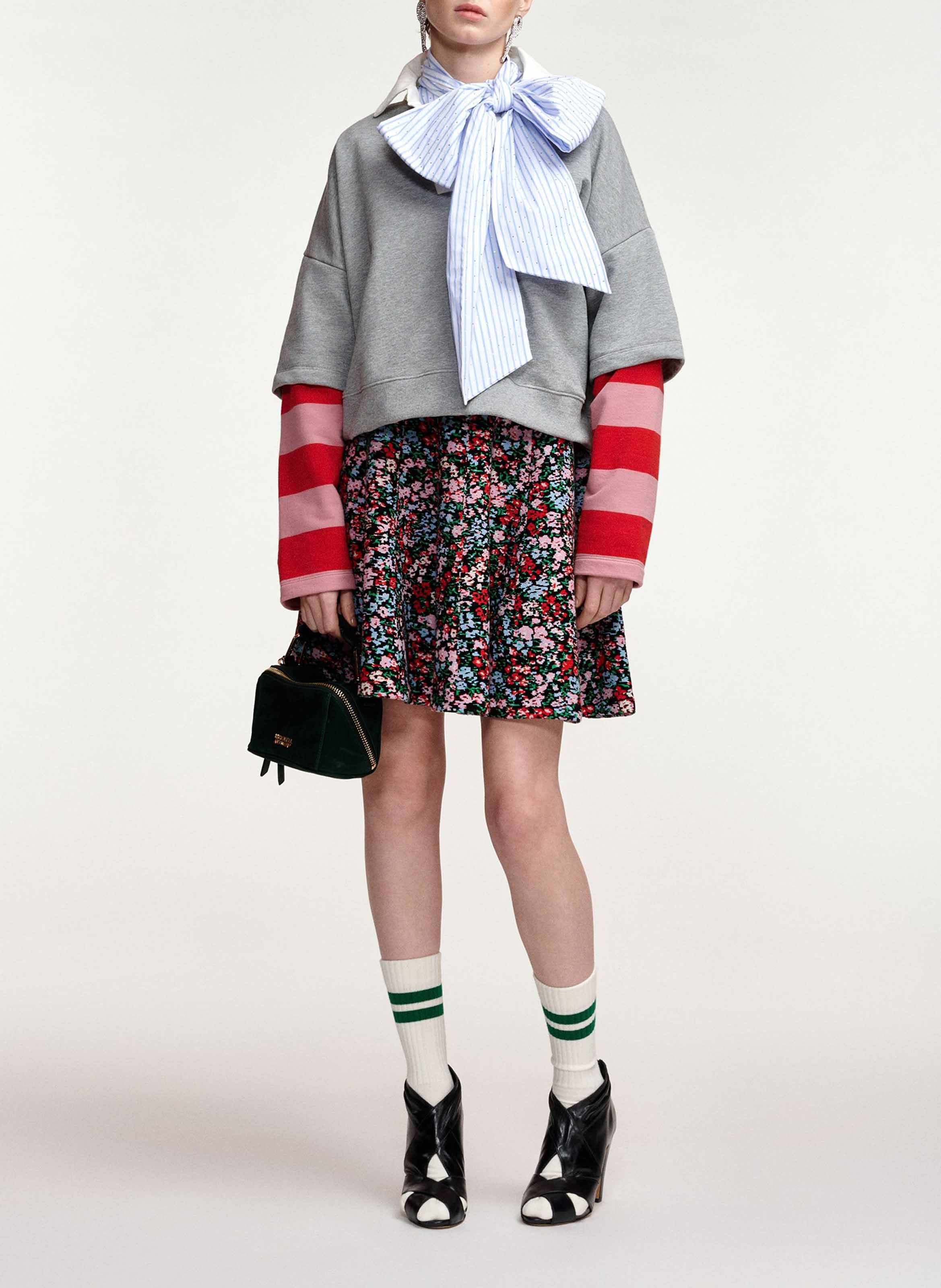 Gerade geschnittenes Baumwoll-Sweatshirt mit Polokragen ESSENTIEL ANTWERP Grau