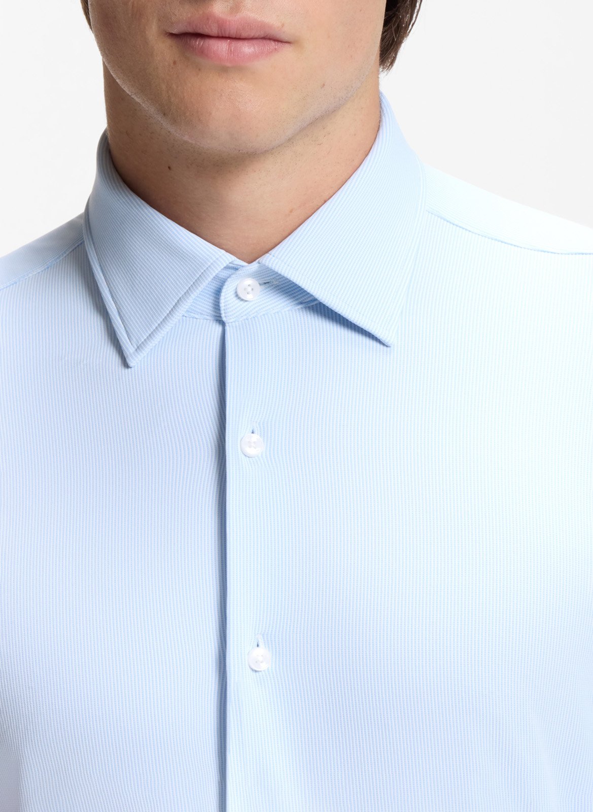 Solid straight button-up shirt BOSS Blue