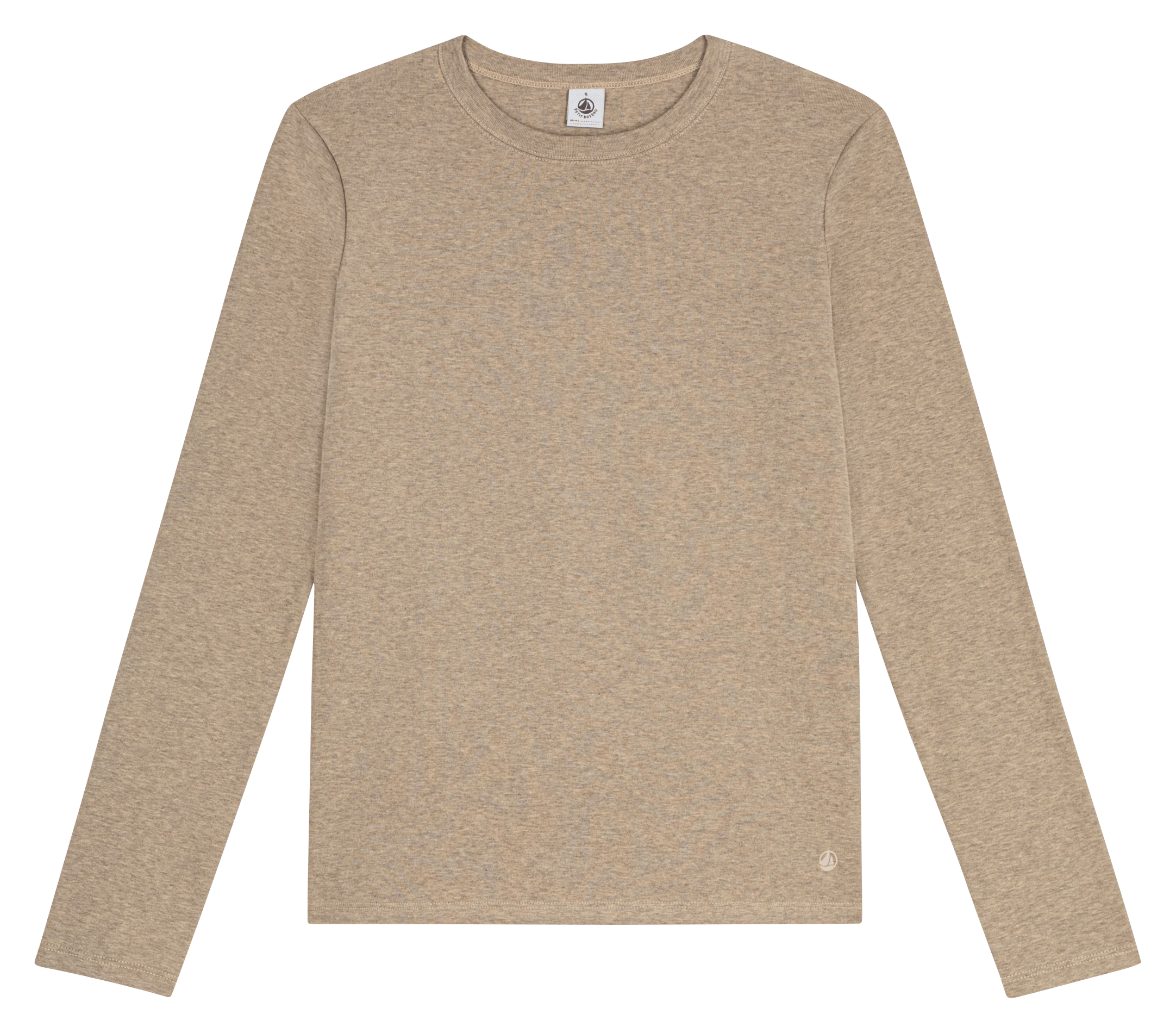 Tee-shirt col rond en coton PETIT BATEAU Marron