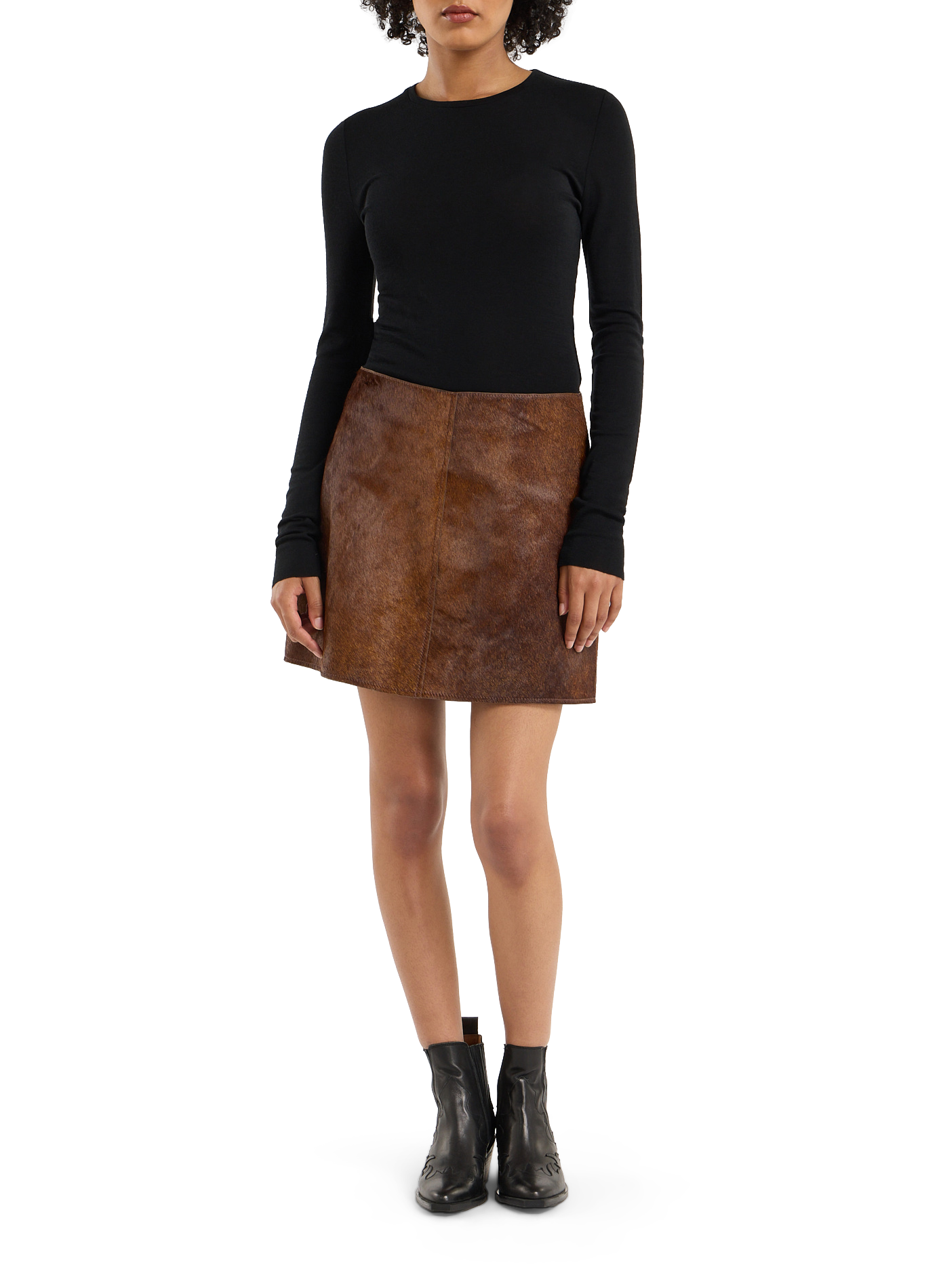 Solid round-neck wool sweater bora SAISON 1865 Black