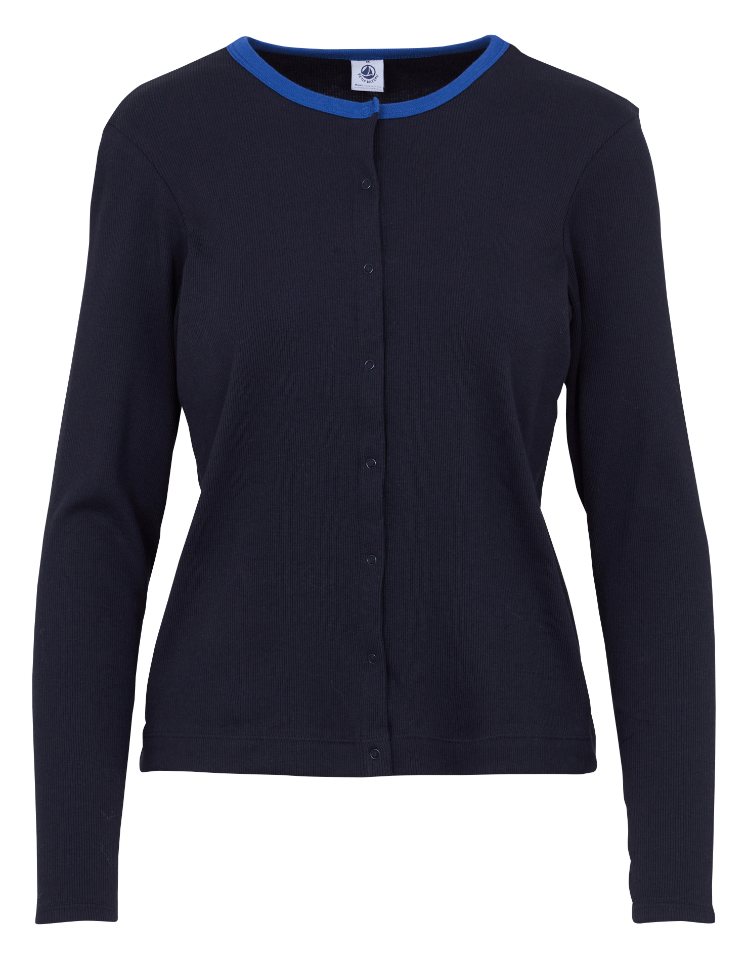 Gilet à col contrasté en coton PETIT BATEAU Bleu