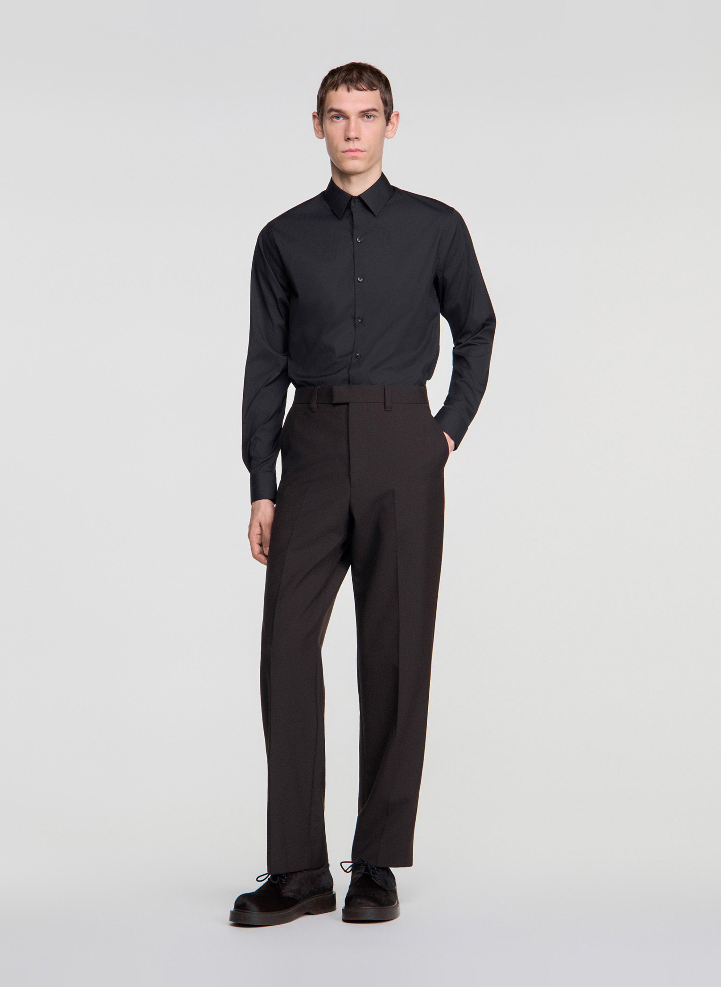 Pantalon de costume en laine mélangée SANDRO Marron