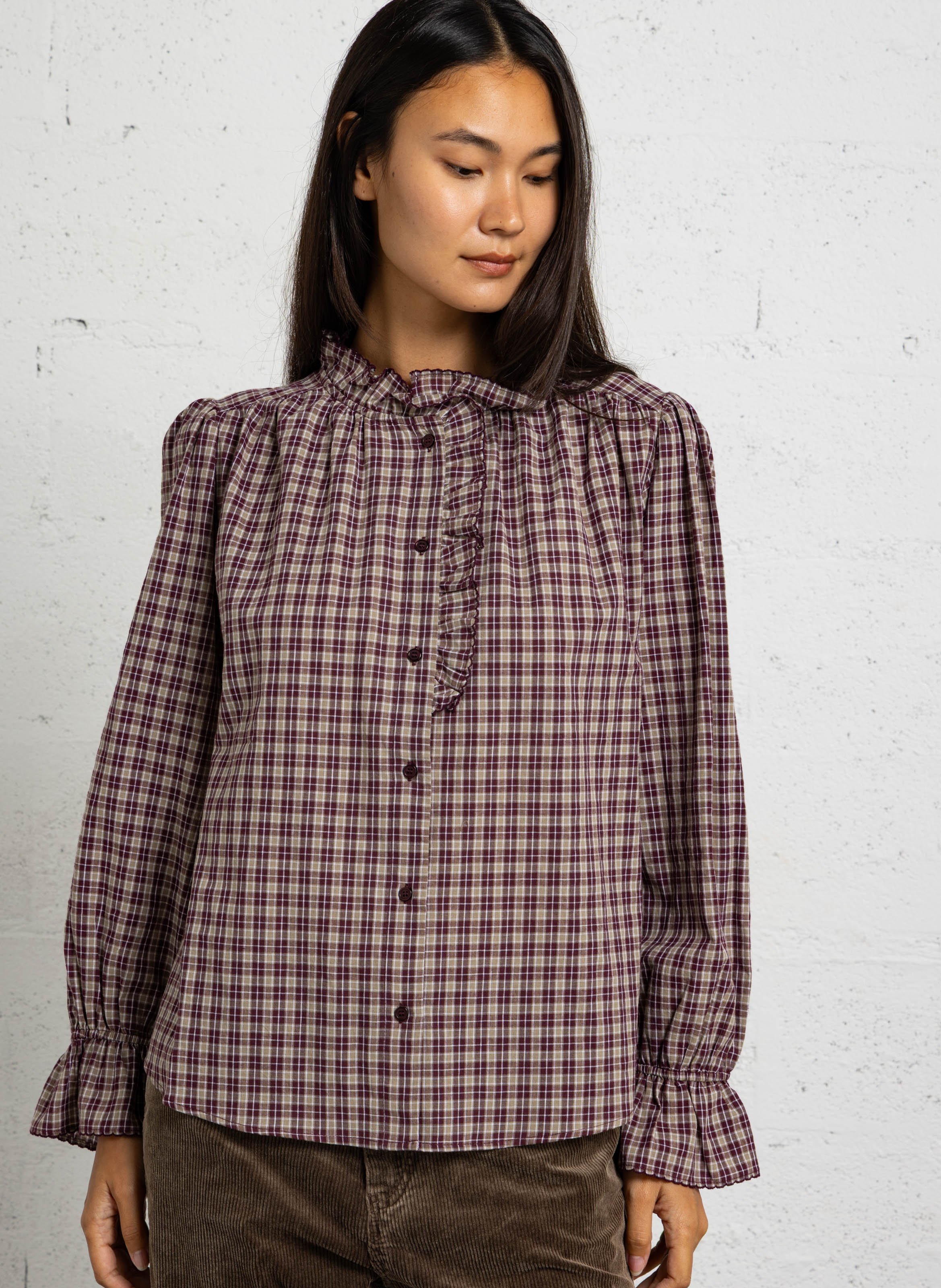 Chemise col à volant en coton SEE U SOON Violet