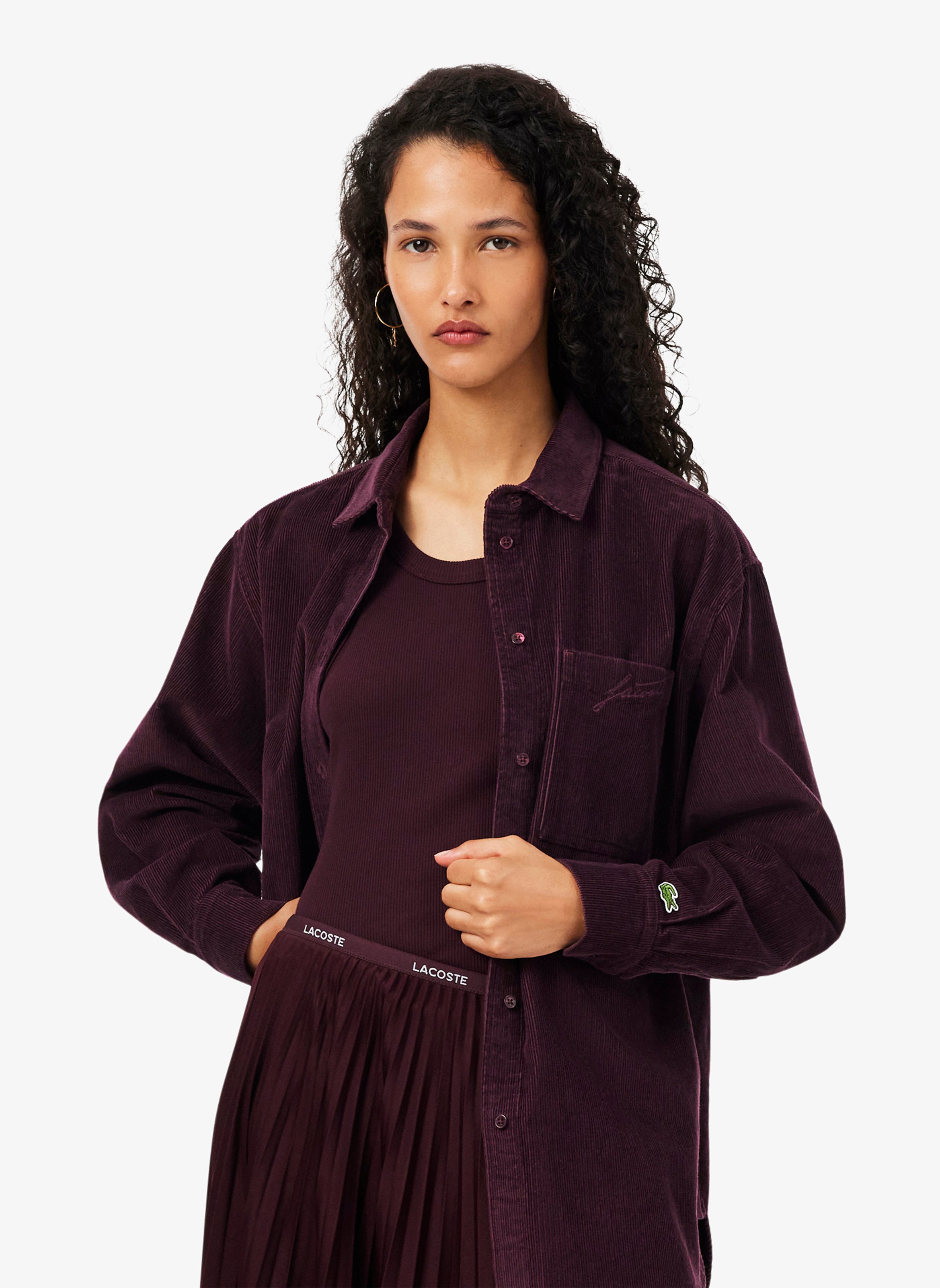 Surchemise oversize velours côtelé en coton LACOSTE Rouge