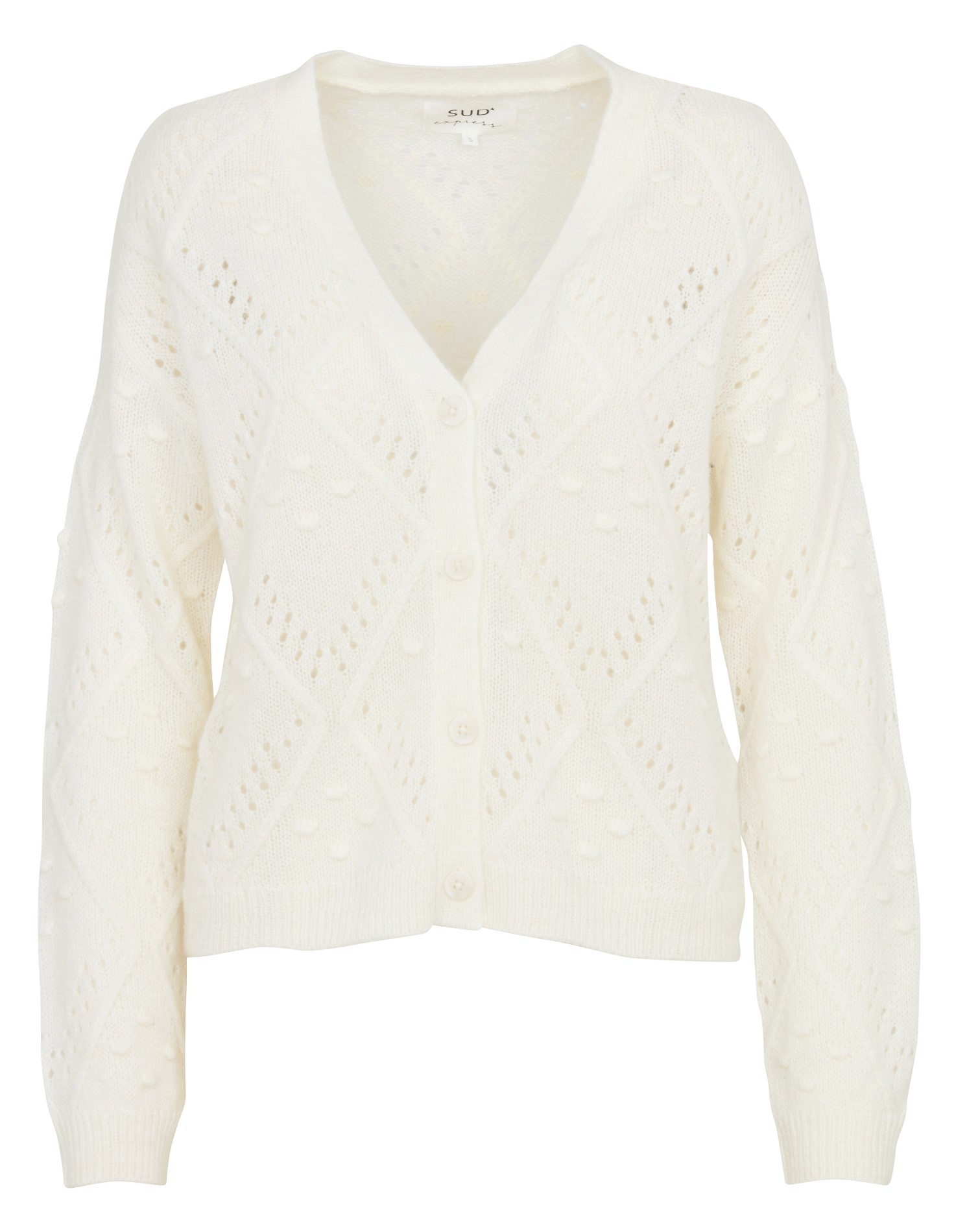 Gebreid vest met kanten details en lange mouwen SUD EXPRESS Beige