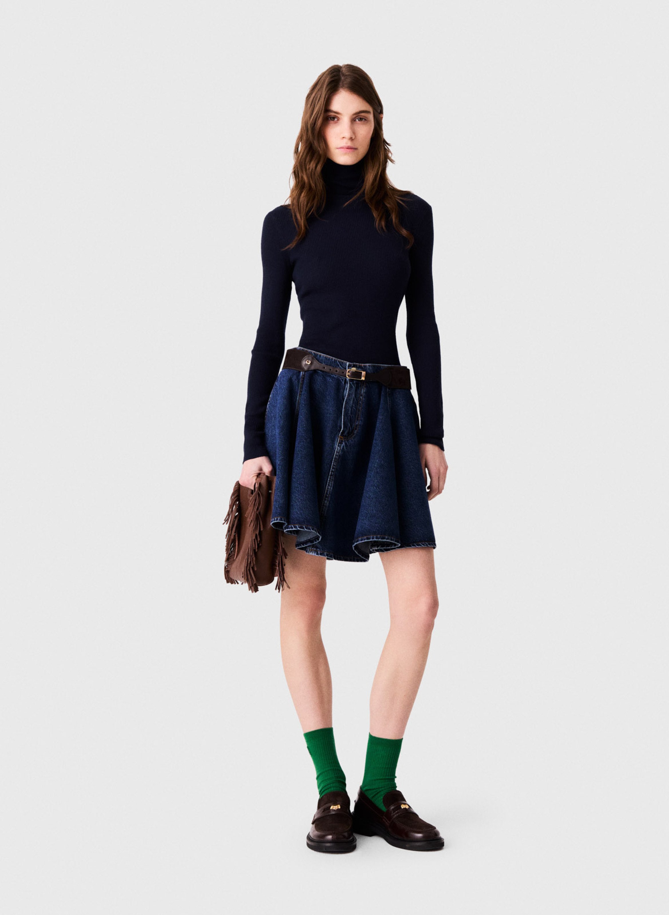 Fitted wool and silk sweater MAJE Blue