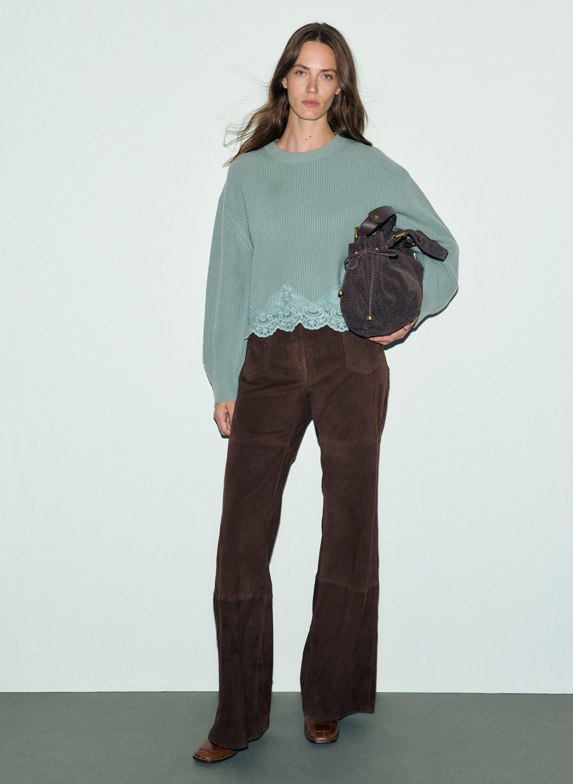 Loose-fit round-neck wool sweater GERARD DAREL Green