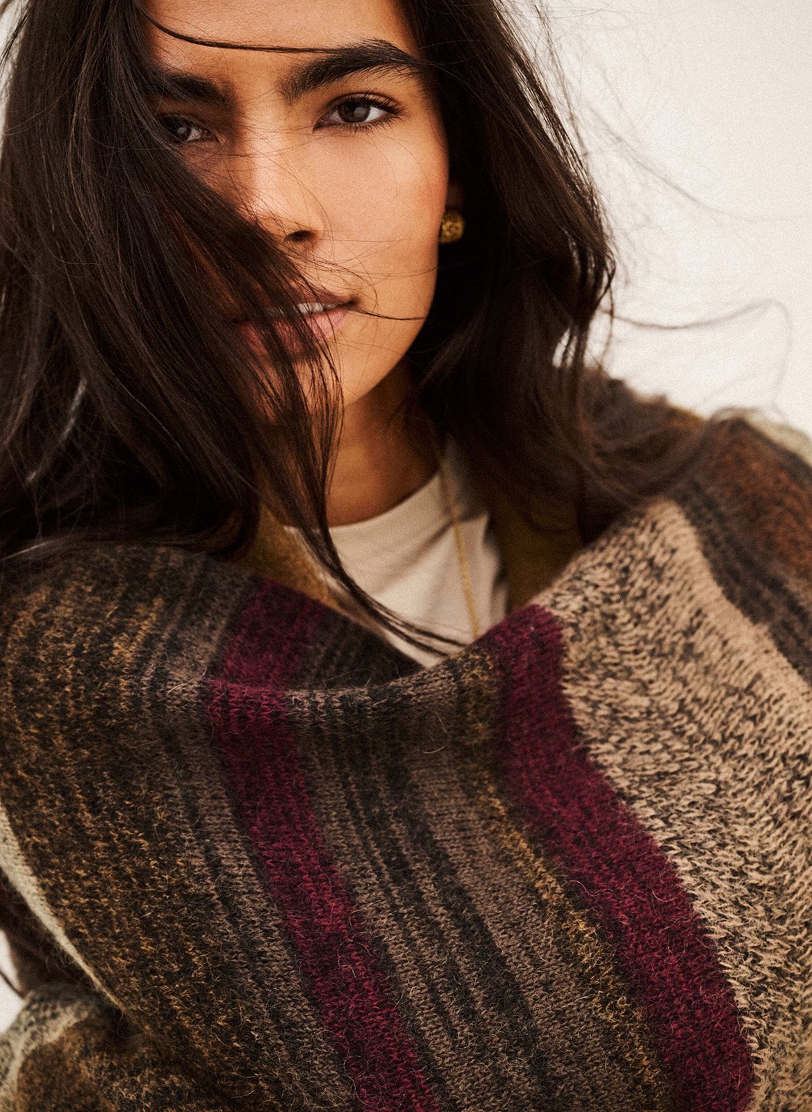 Wide poncho in a wool blend BA&SH Brown