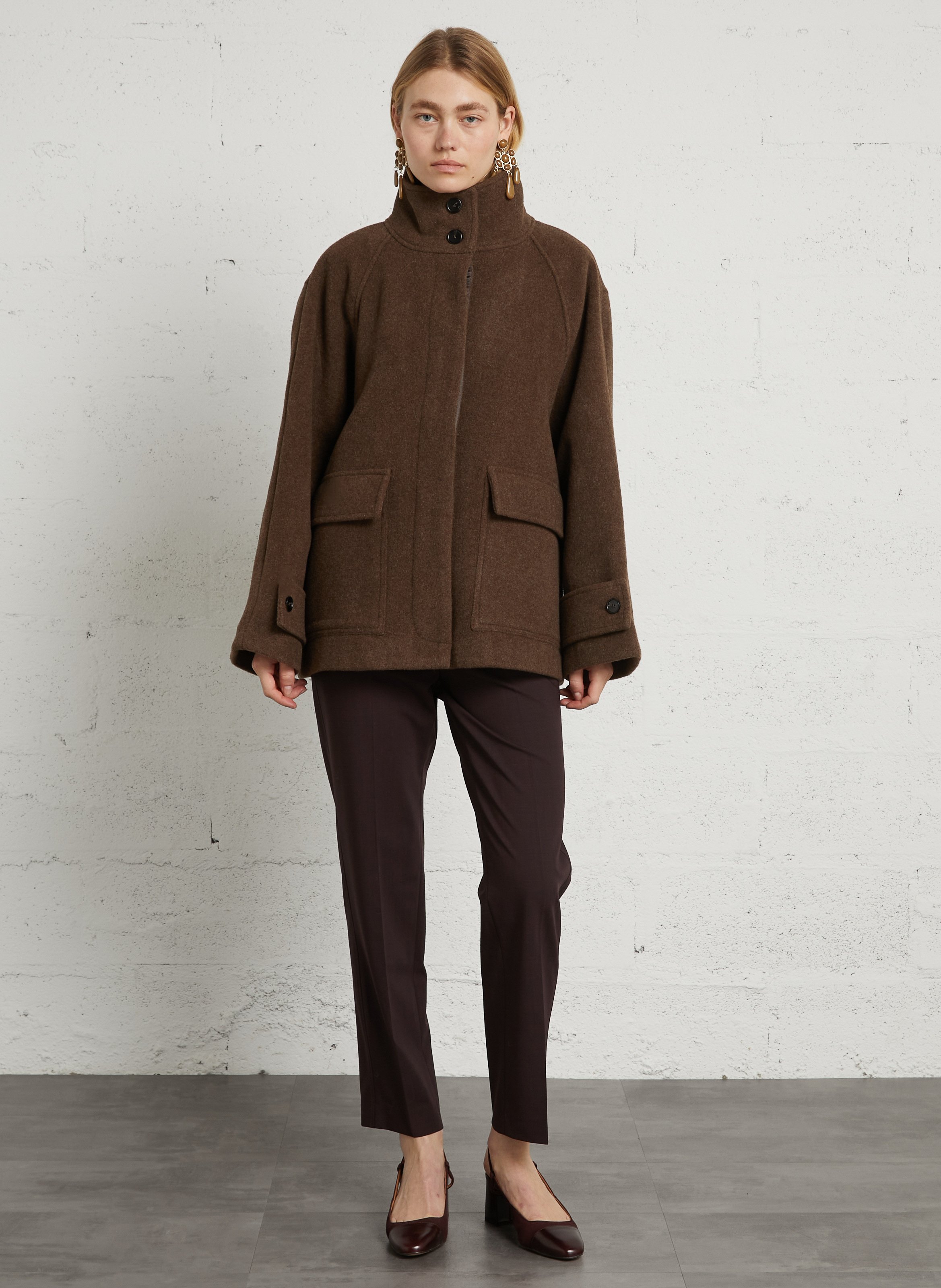 Jas van wol RUE DE TOKYO Bruin