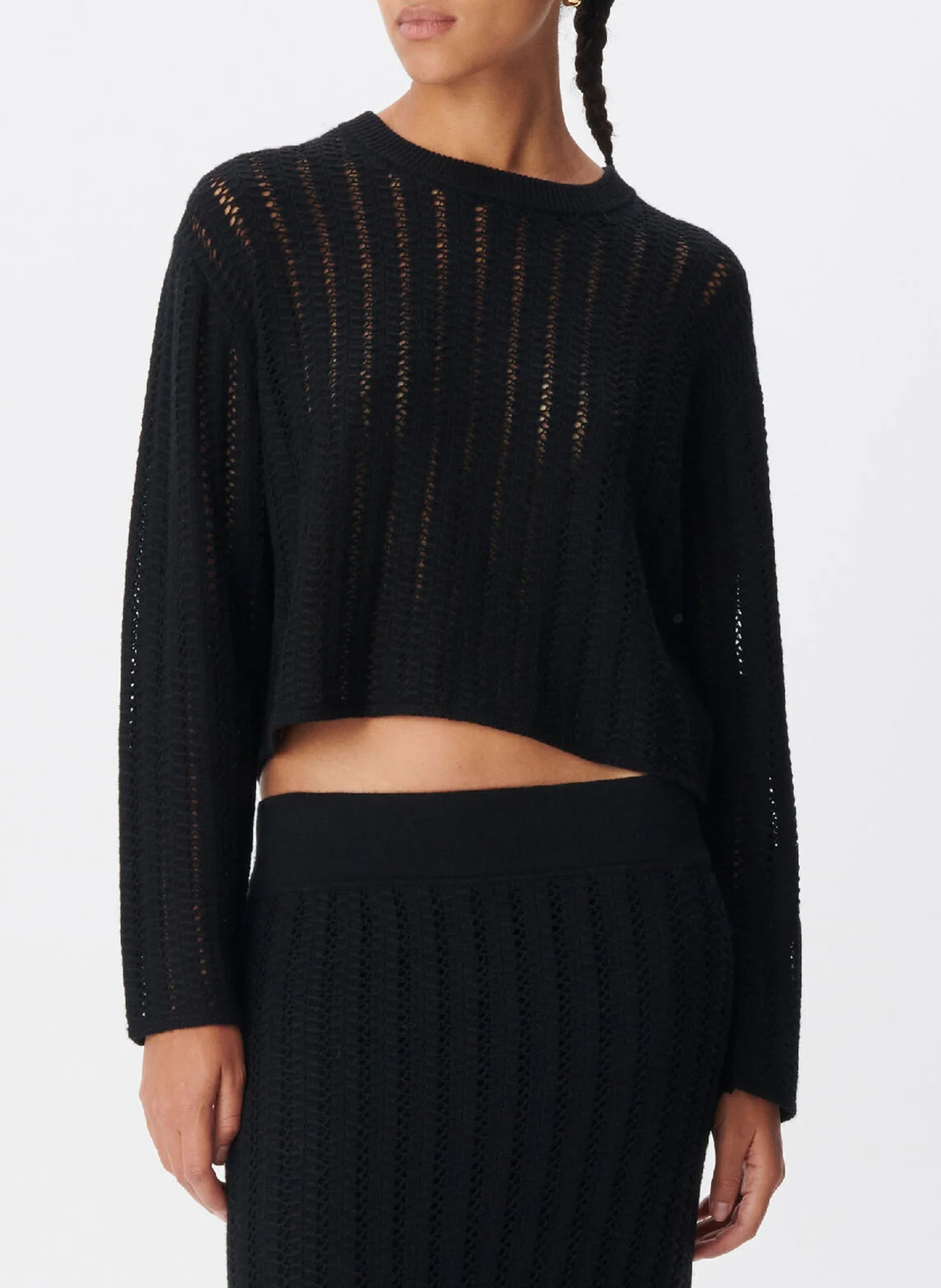 Pull court en laine mélangée | Noir IKKS Femme