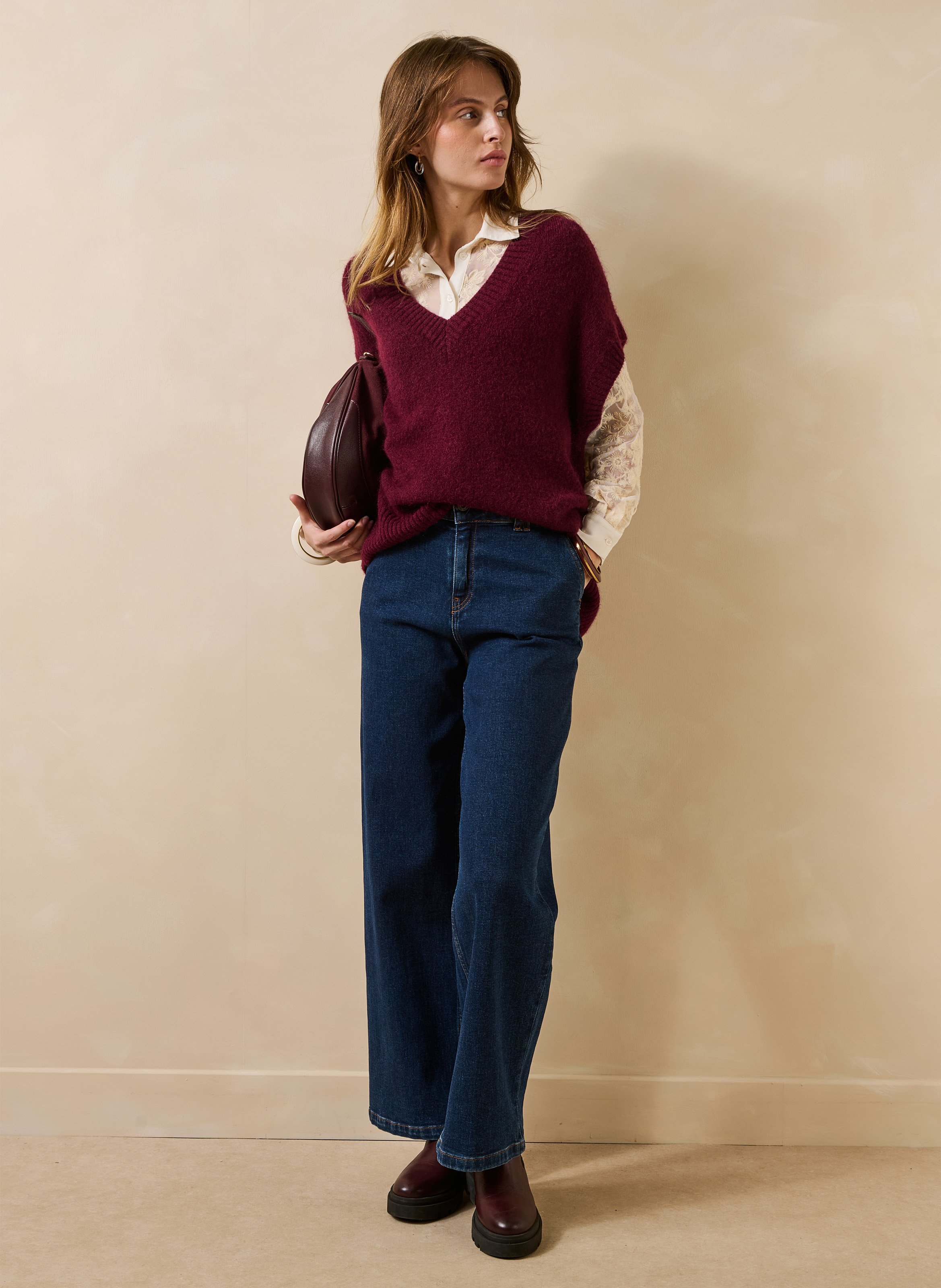 V-neck sleeveless sweater LA FEE MARABOUTEE Purple