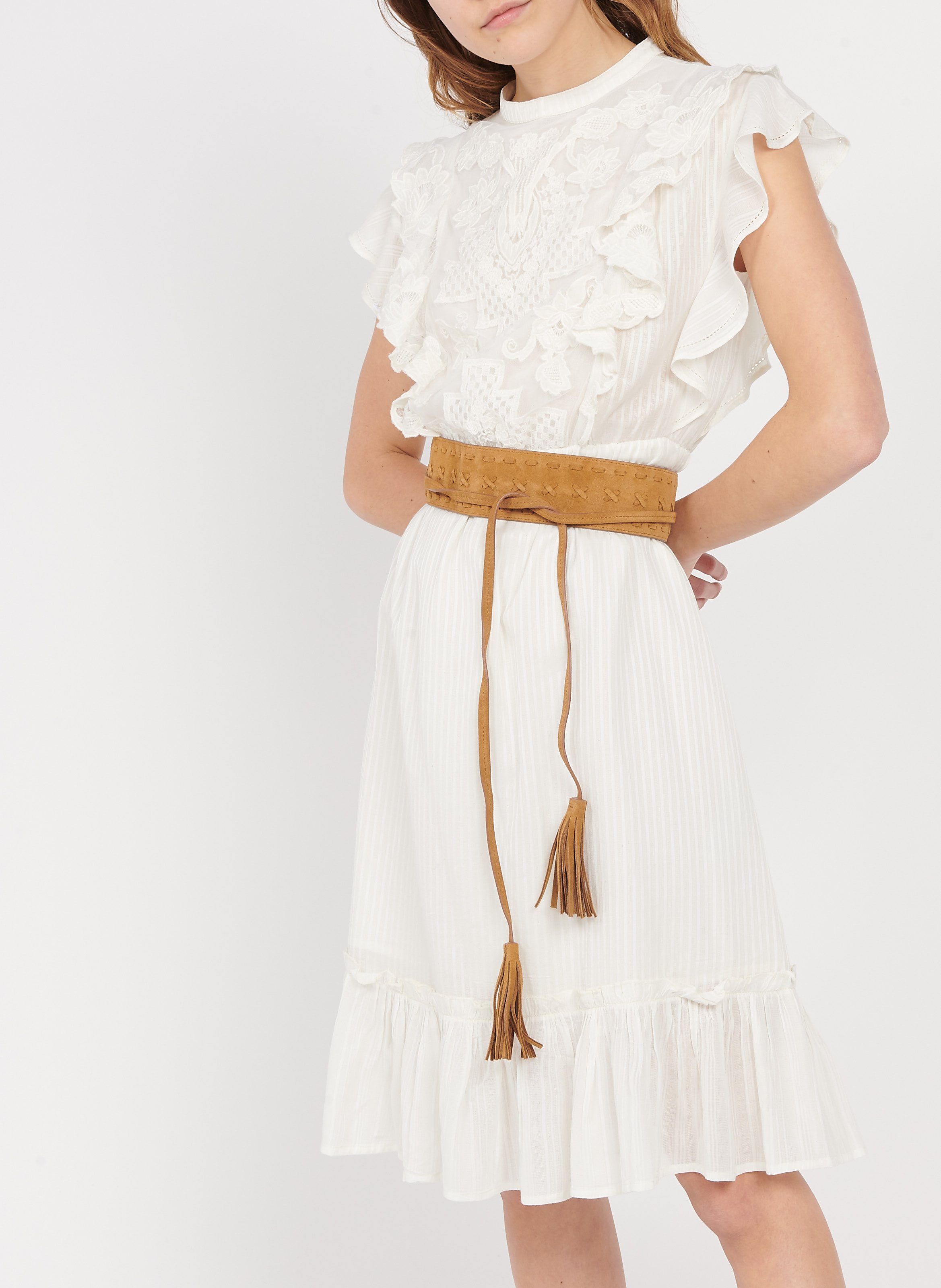 Ceinture à nouer en cuir PABLO Marron