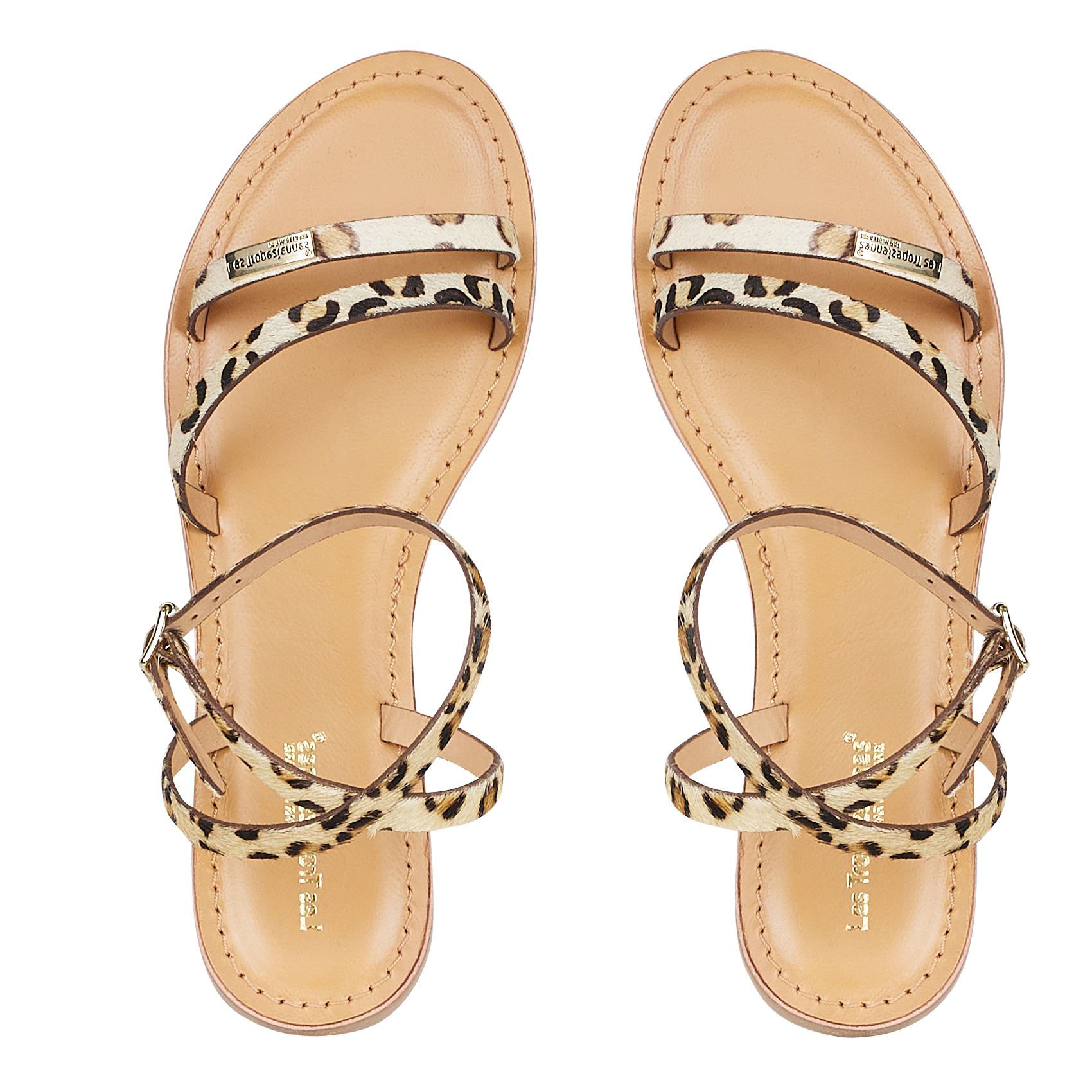 Sandales plates en cuir Multicolore