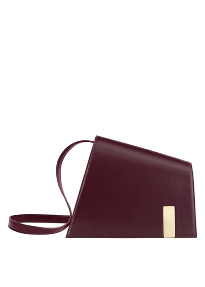 Calfskin Leather Shoulder Bag Mahogany Tammy Benjamin Women
