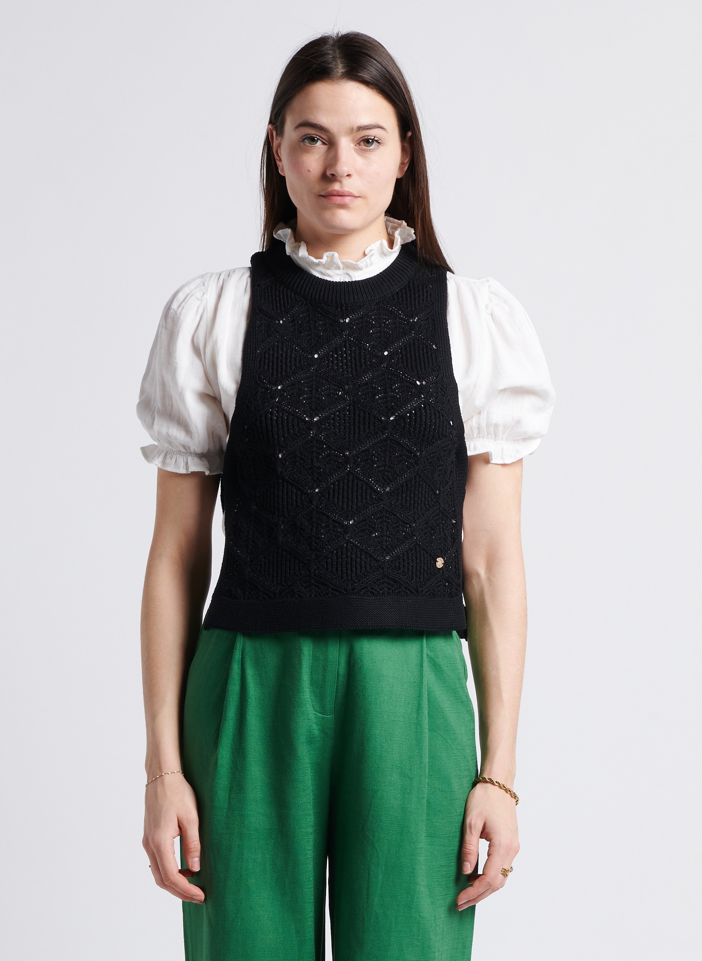 Pull sans manche en coton mélangé LA PETITE ETOILE Noir