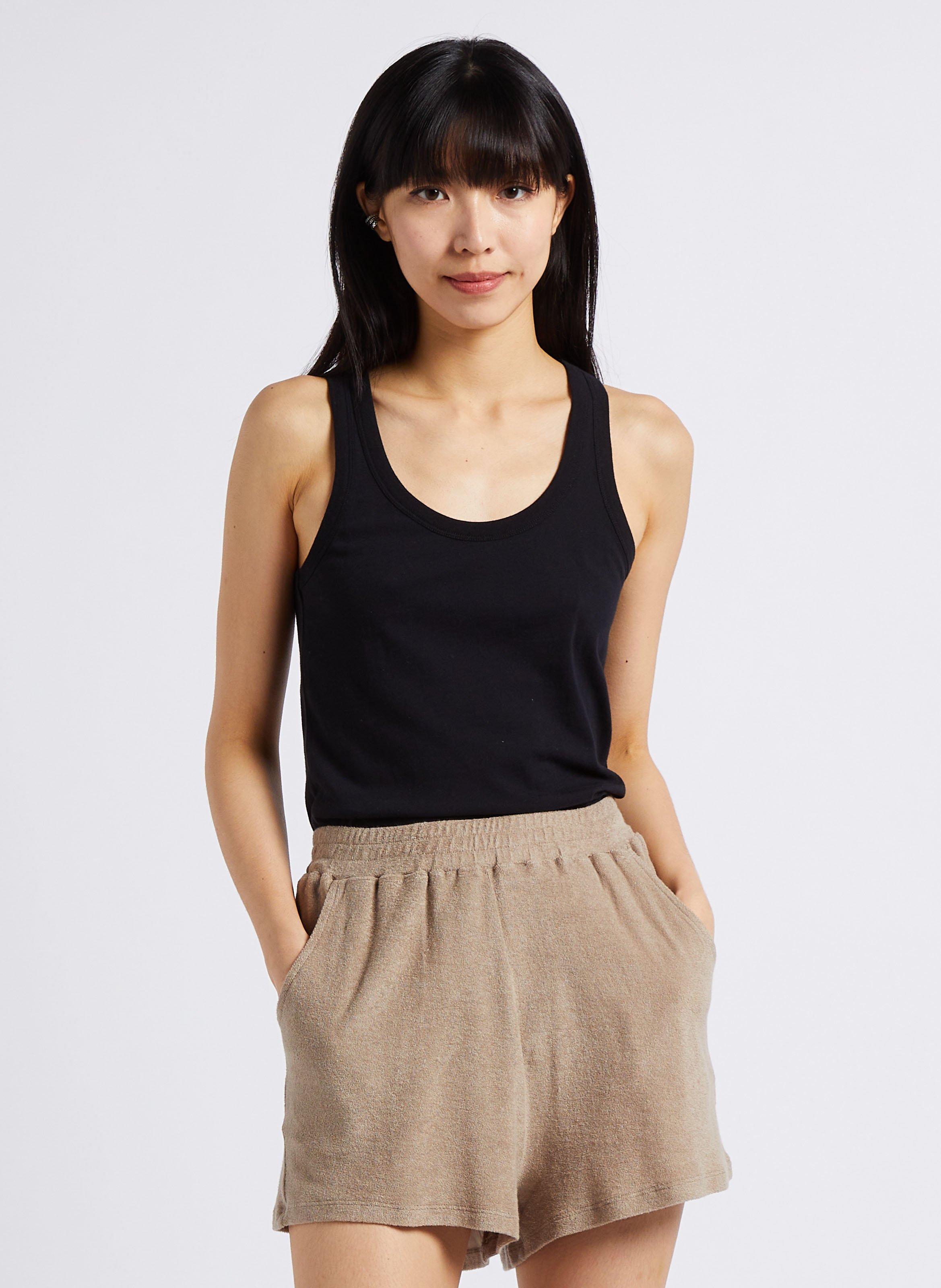 Débardeur droit col U en coton bio MAJESTIC FILATURES Noir