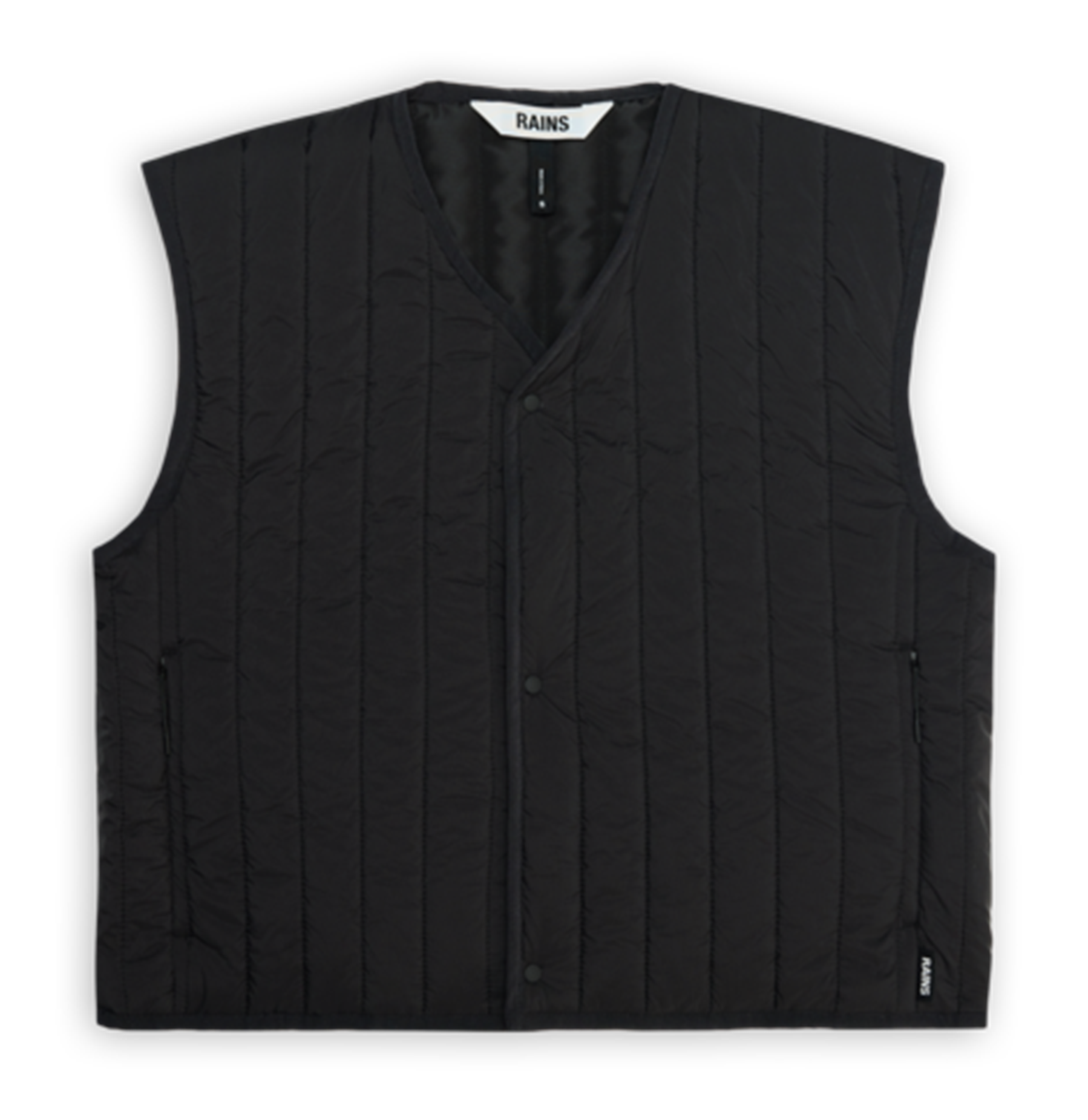 Quilted straight V-neck jacket RAINS Black
