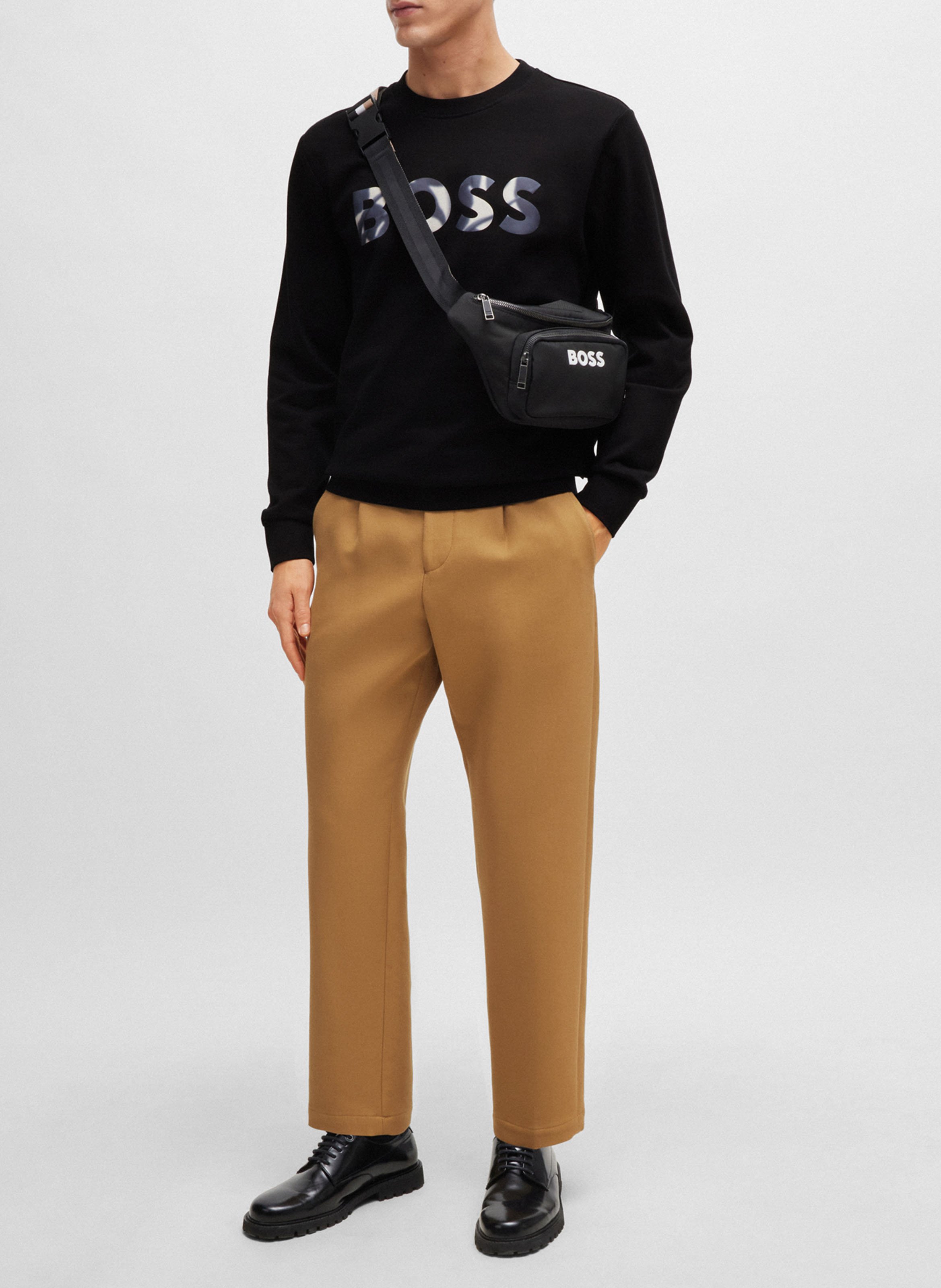 Printed canvas waist bag BOSS Black