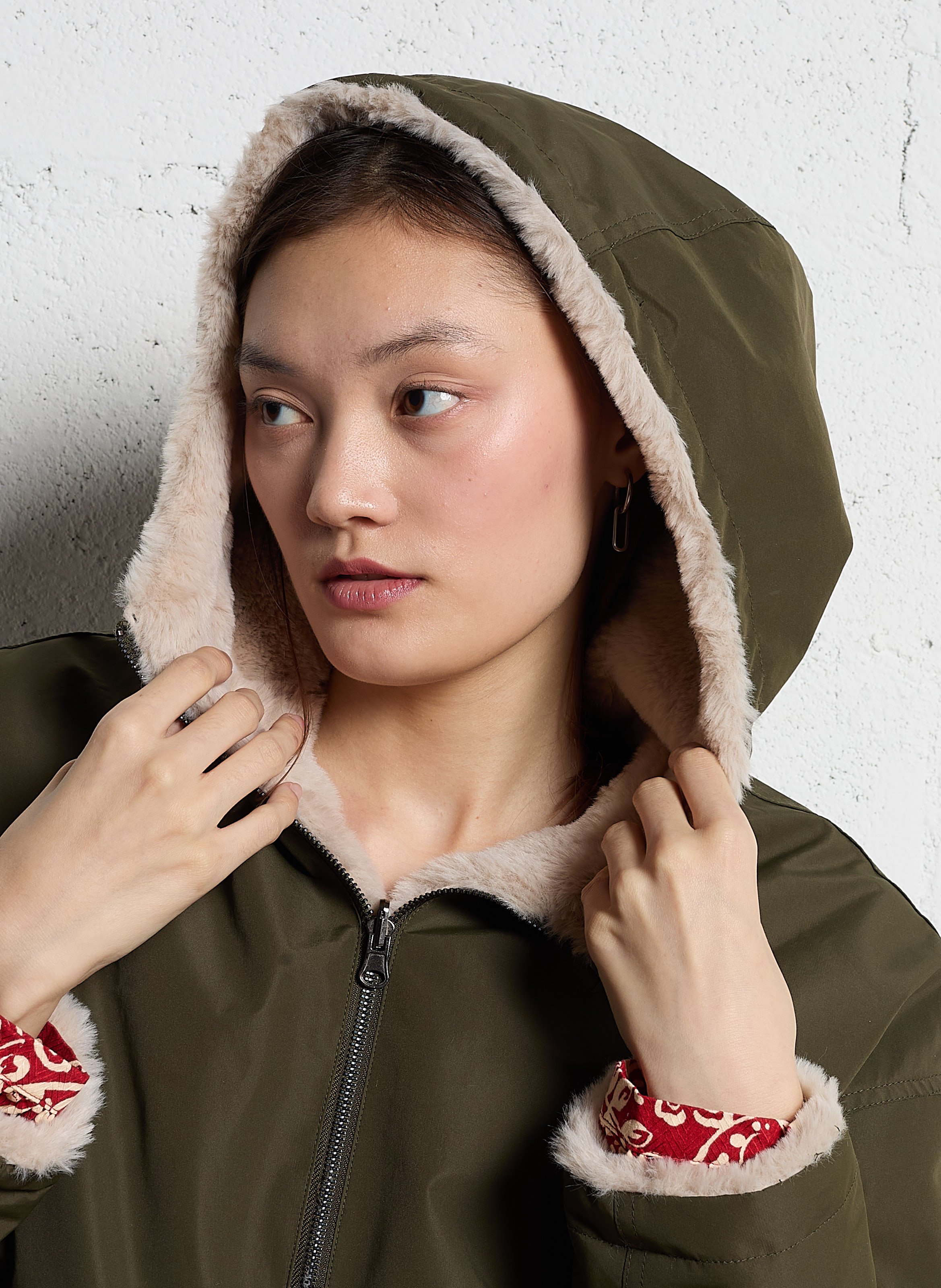 Parka corta reversible Verde