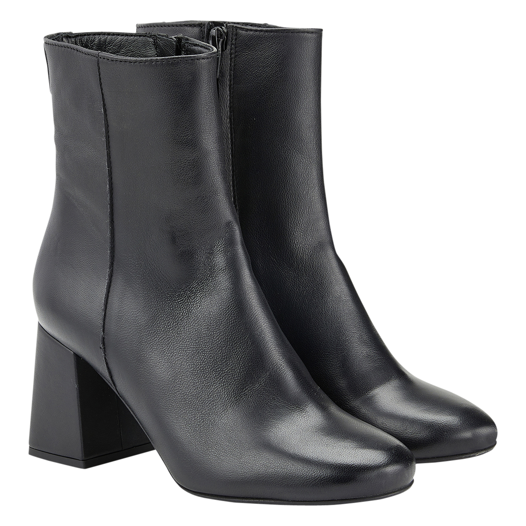 - 100% leather, - Round toes, - Inner zip fastening, - Heel height: 9 cm. COSMOPARIS Black