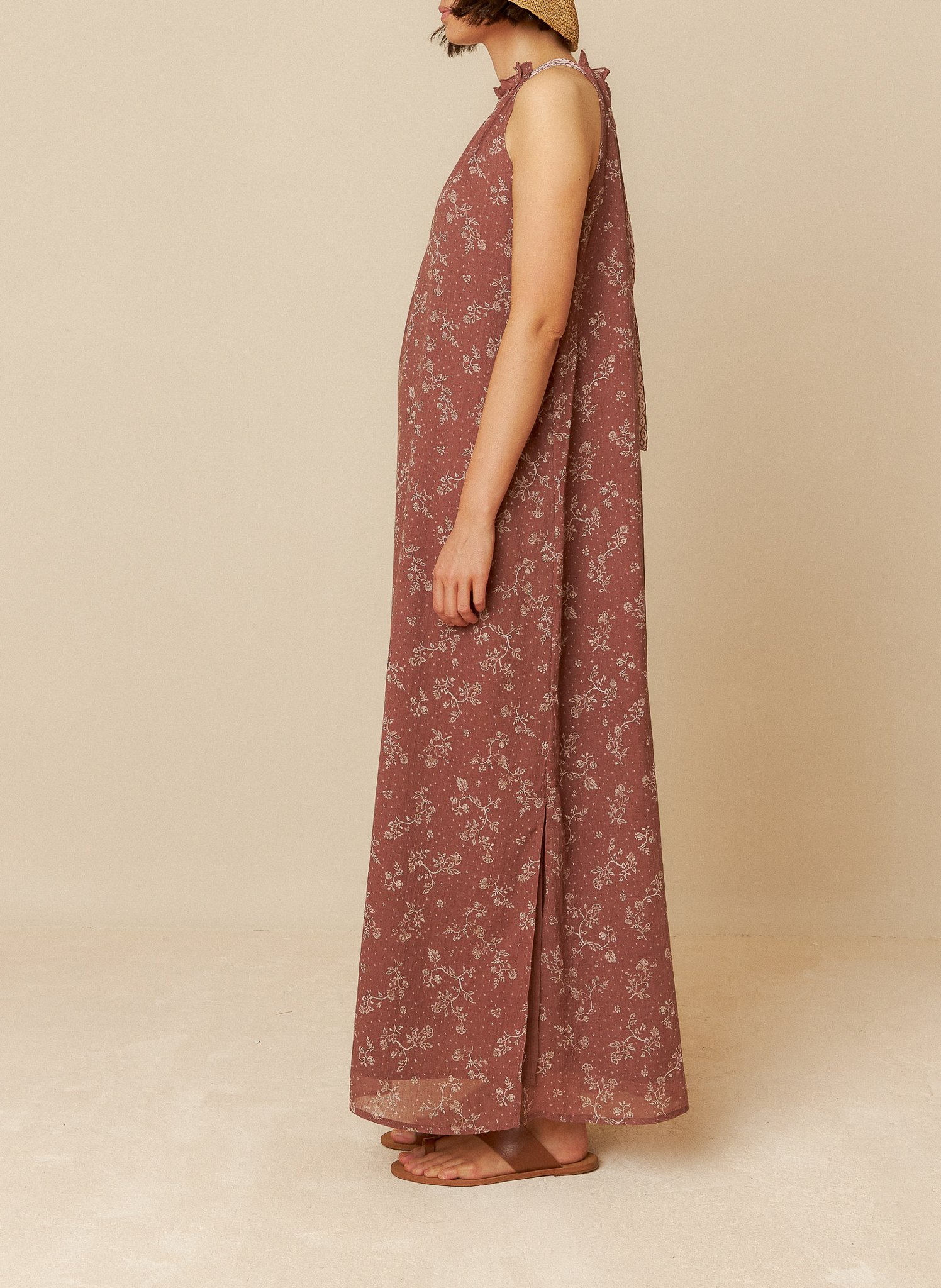 Long printed cotton dress INDI & COLD Brown