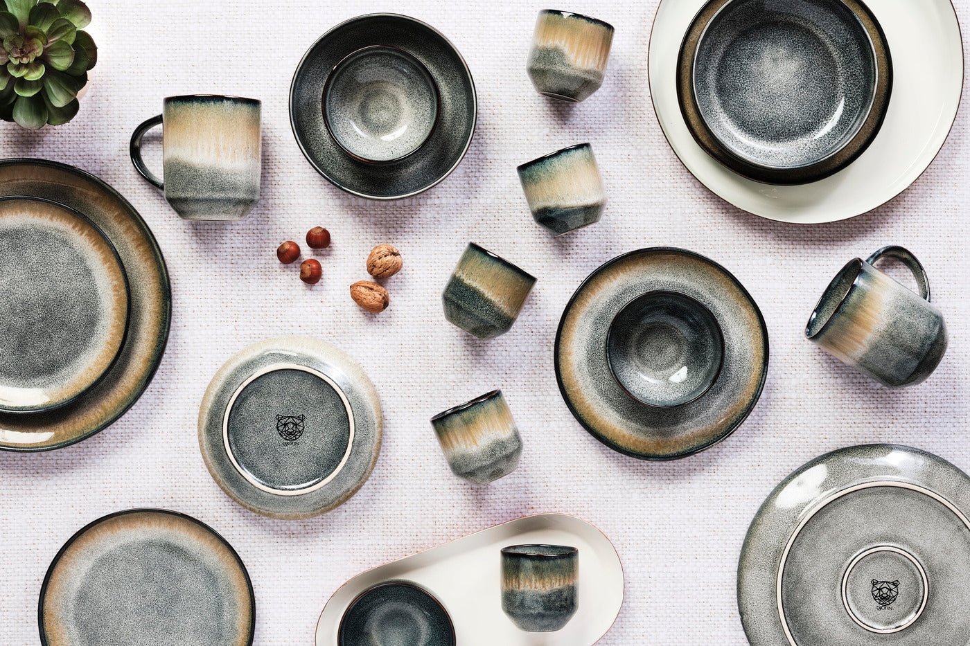 Stoneware deep plate - 6 pieces BJORN Grey