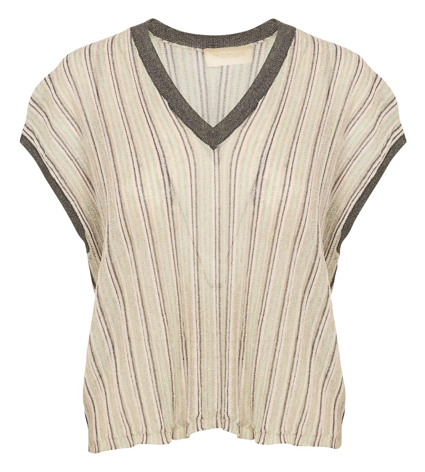 Pull col V pailleté MOMONI Beige