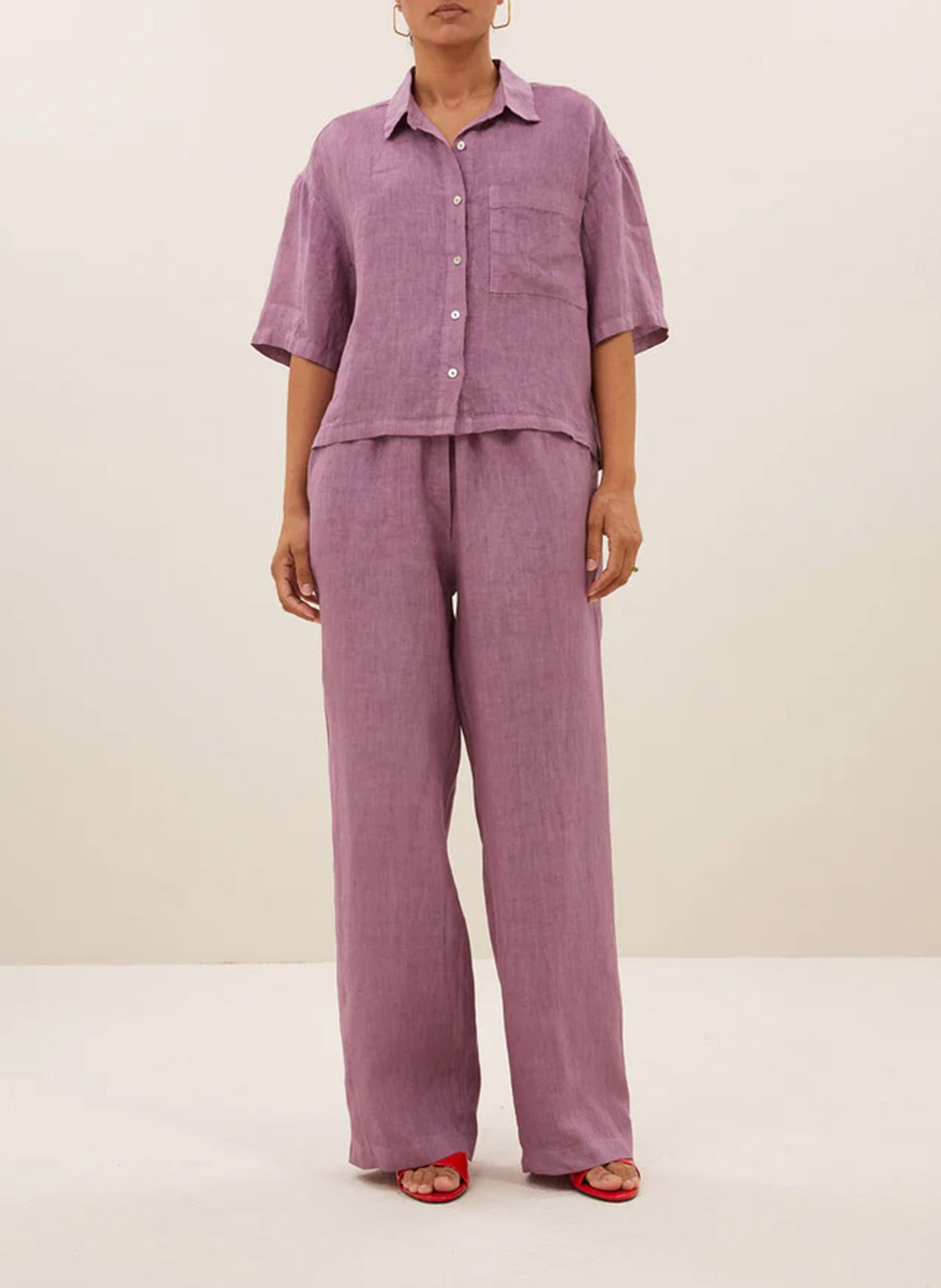 Pantalon large en lin BY BAR Violet