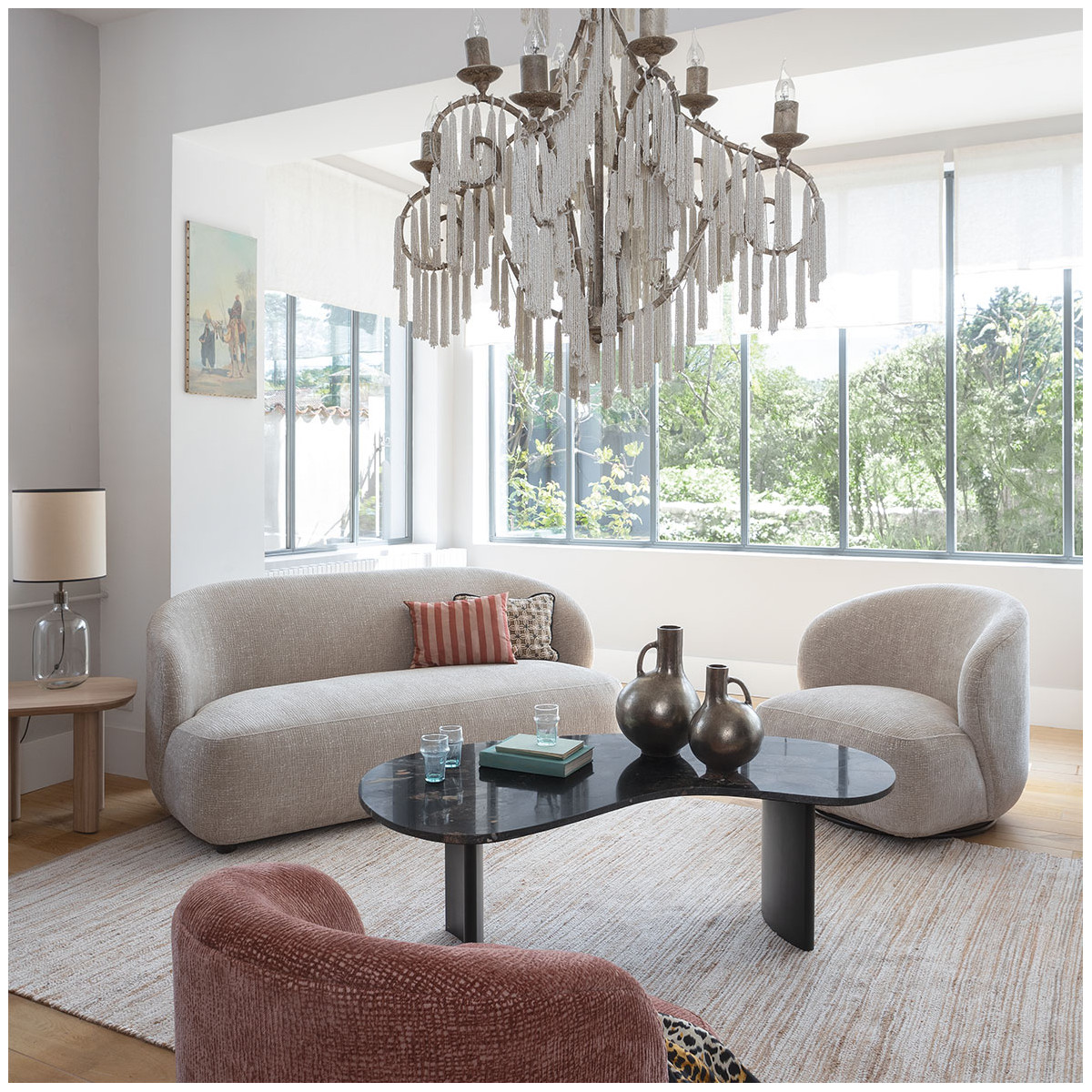 Cotton and jute rug BLANC D'IVOIRE Multicolored