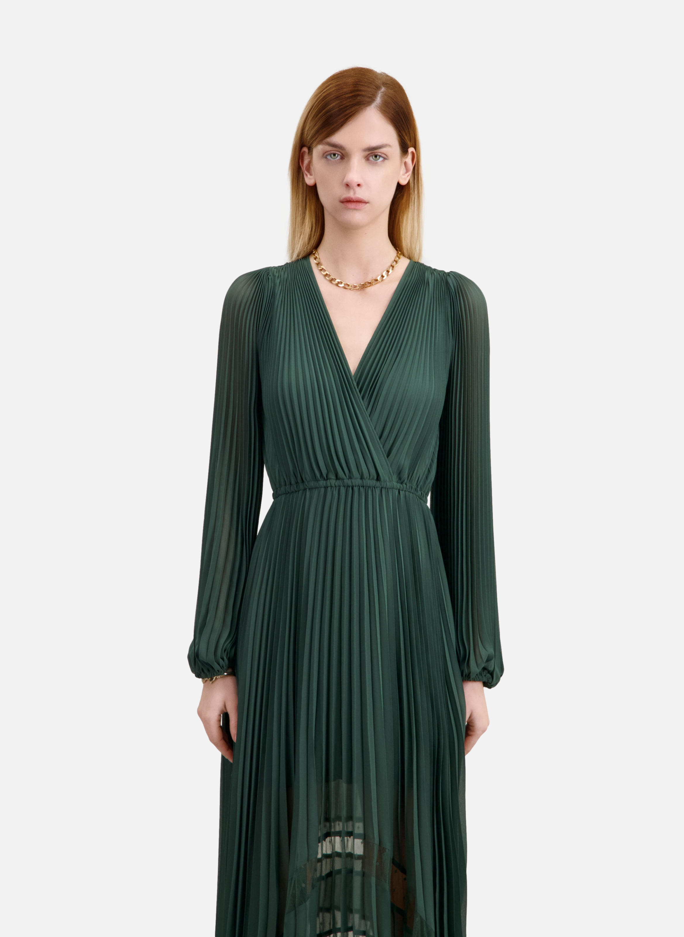 Long pleated dress THE KOOPLES Green
