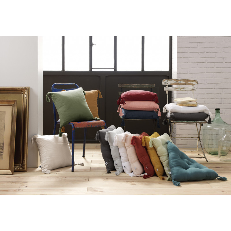 Cotton velvet floor cushion L'EFFET PAPILLON Blue