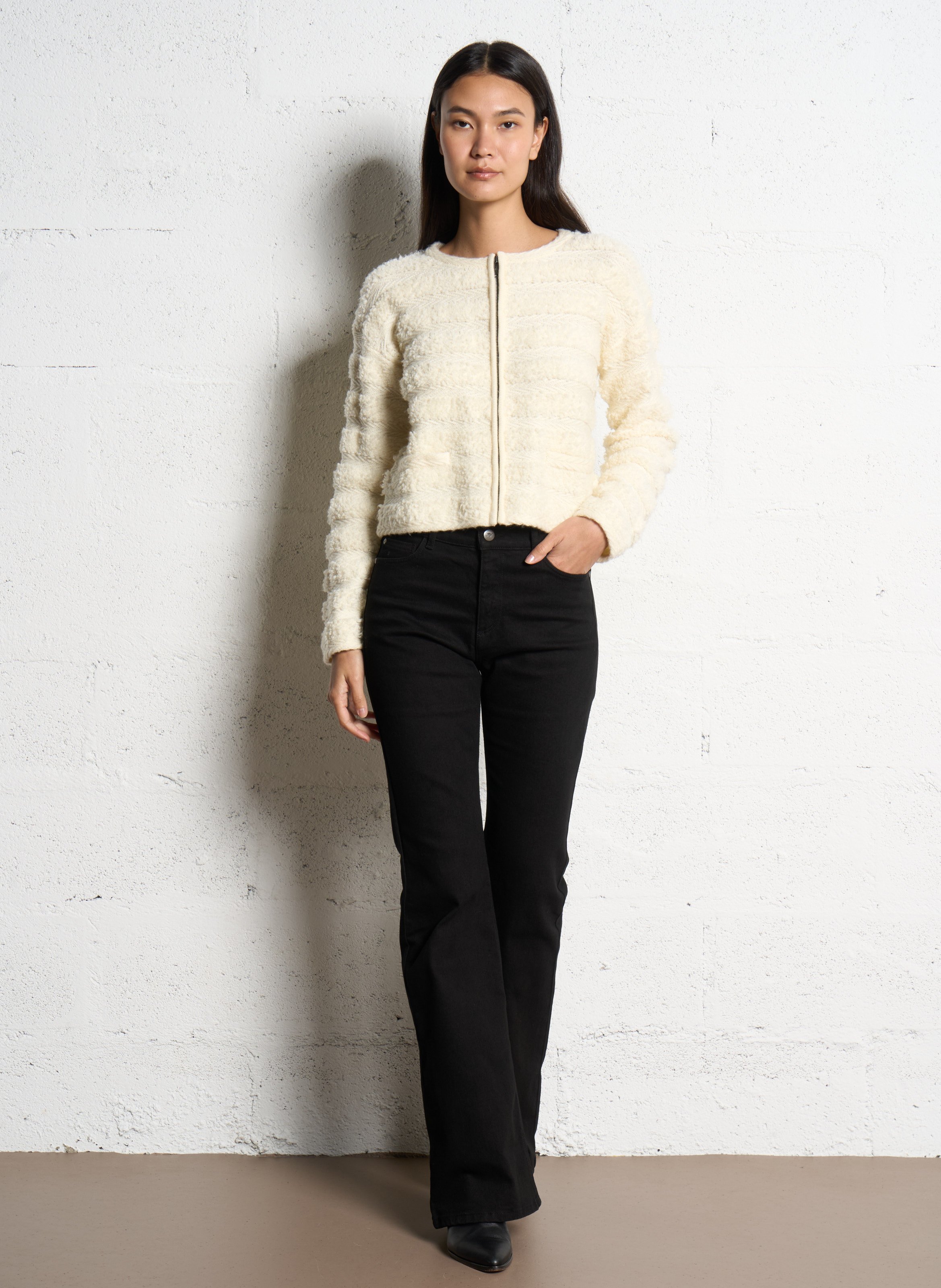 Knitted straight cardigan ONE STEP White