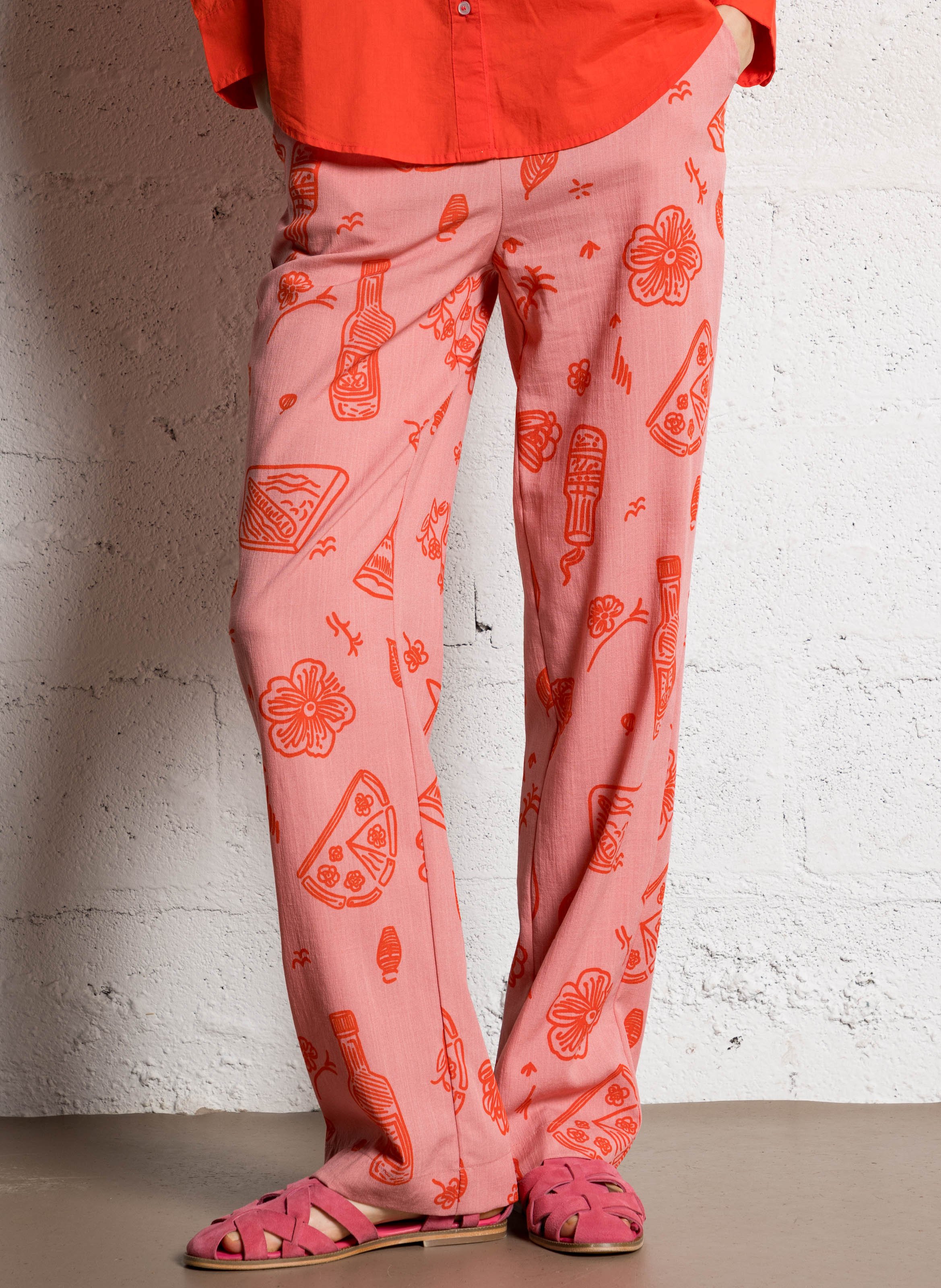 Norton printed straight trousers OBJECT Pink